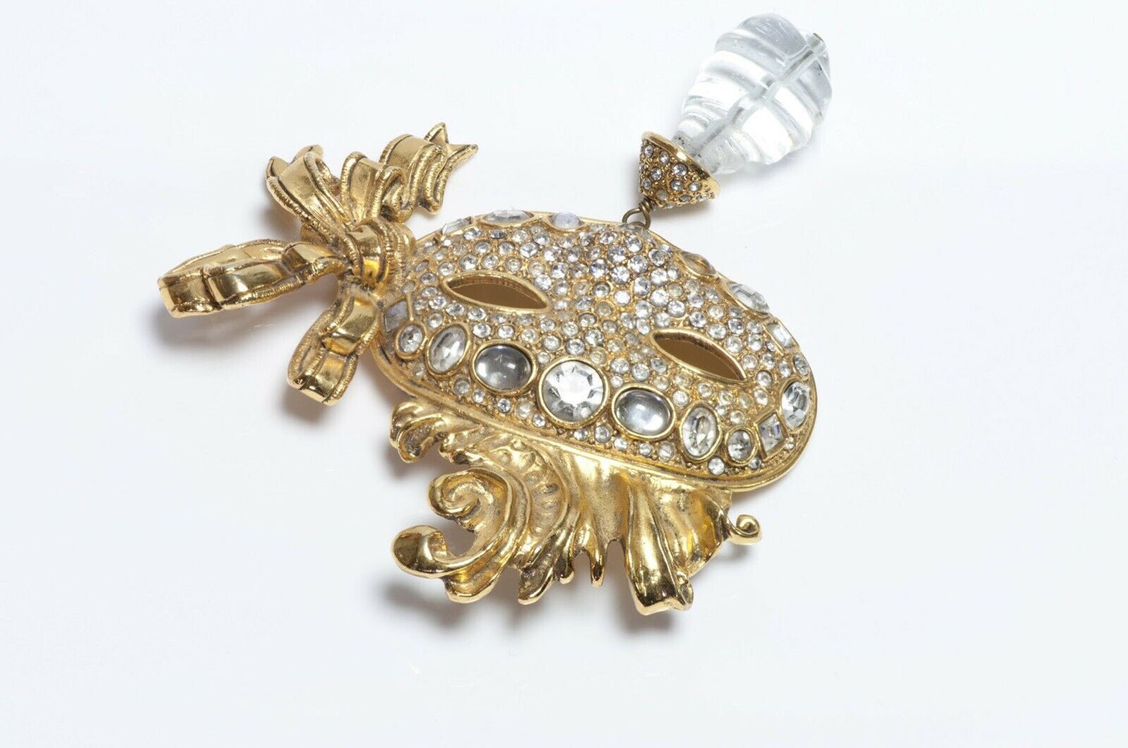 Christian DIOR Boutique Masquerade Mask Glass Brooch
