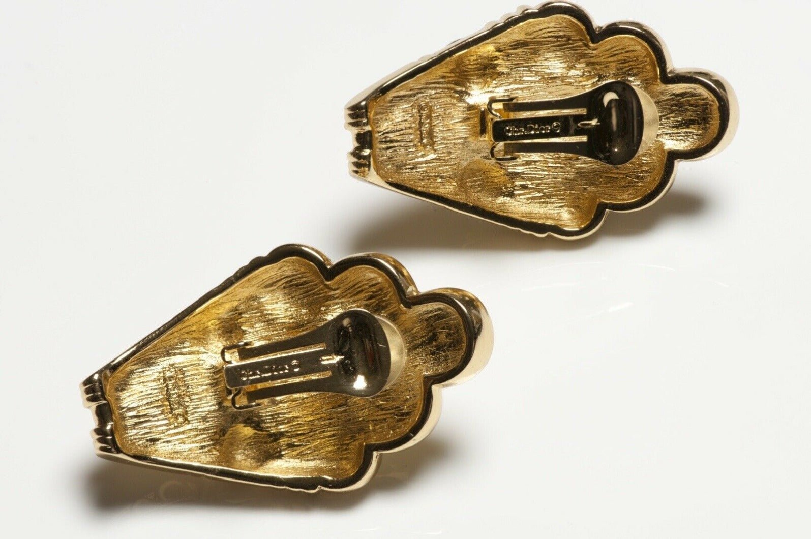 Christian Dior Gold Plated Green Red Blue Enamel Earrings