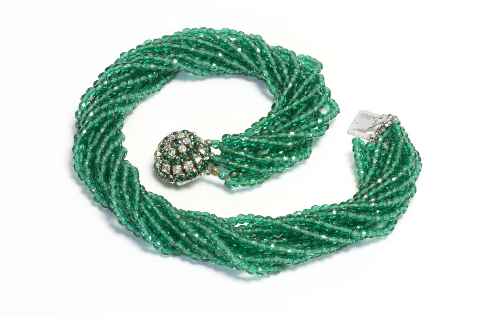 Christian DIOR Henkel & Grosse 1964 Green Glass Beads Multi Strand Necklace
