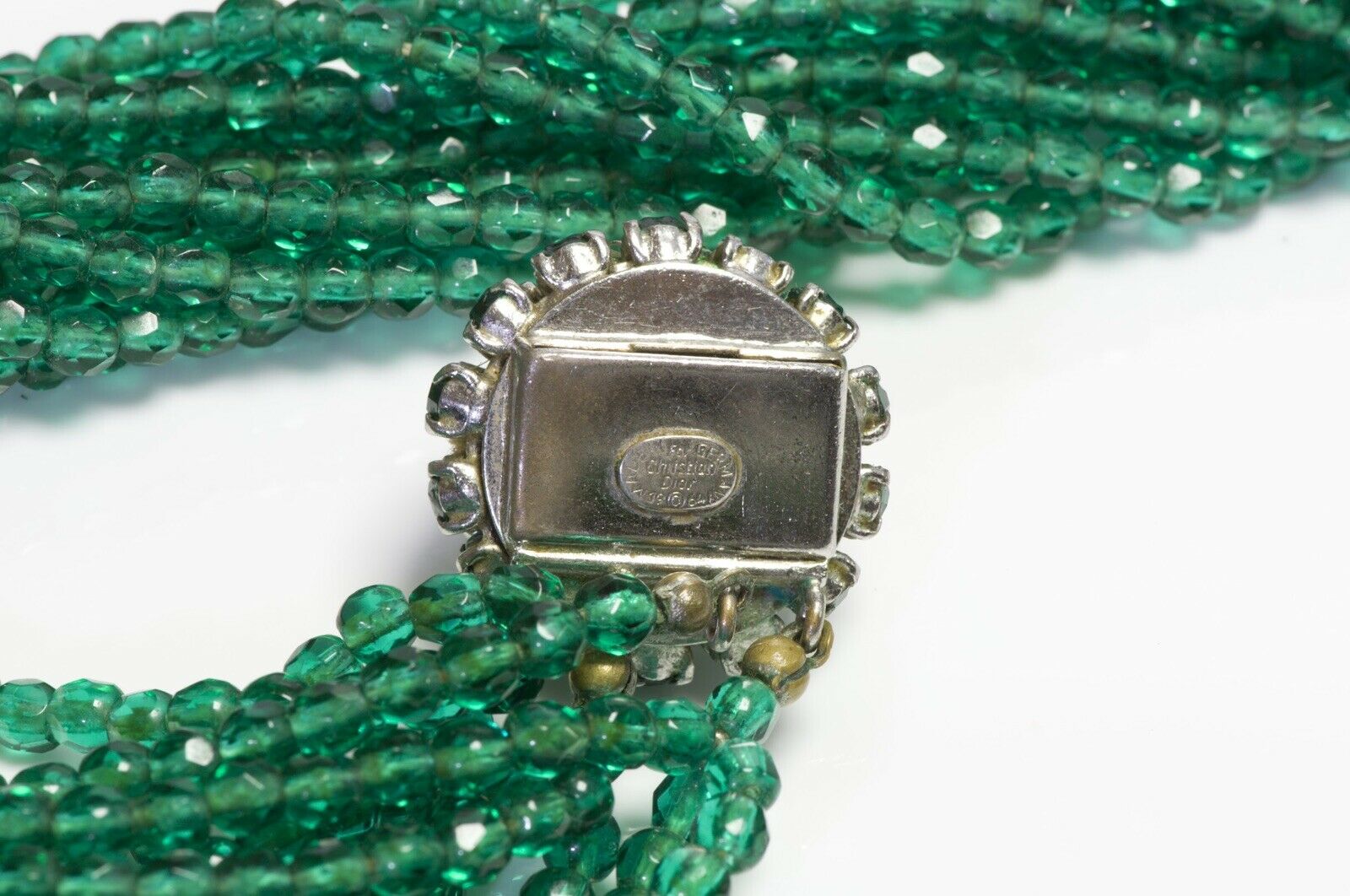 Christian DIOR Henkel & Grosse 1964 Green Glass Beads Multi Strand Necklace