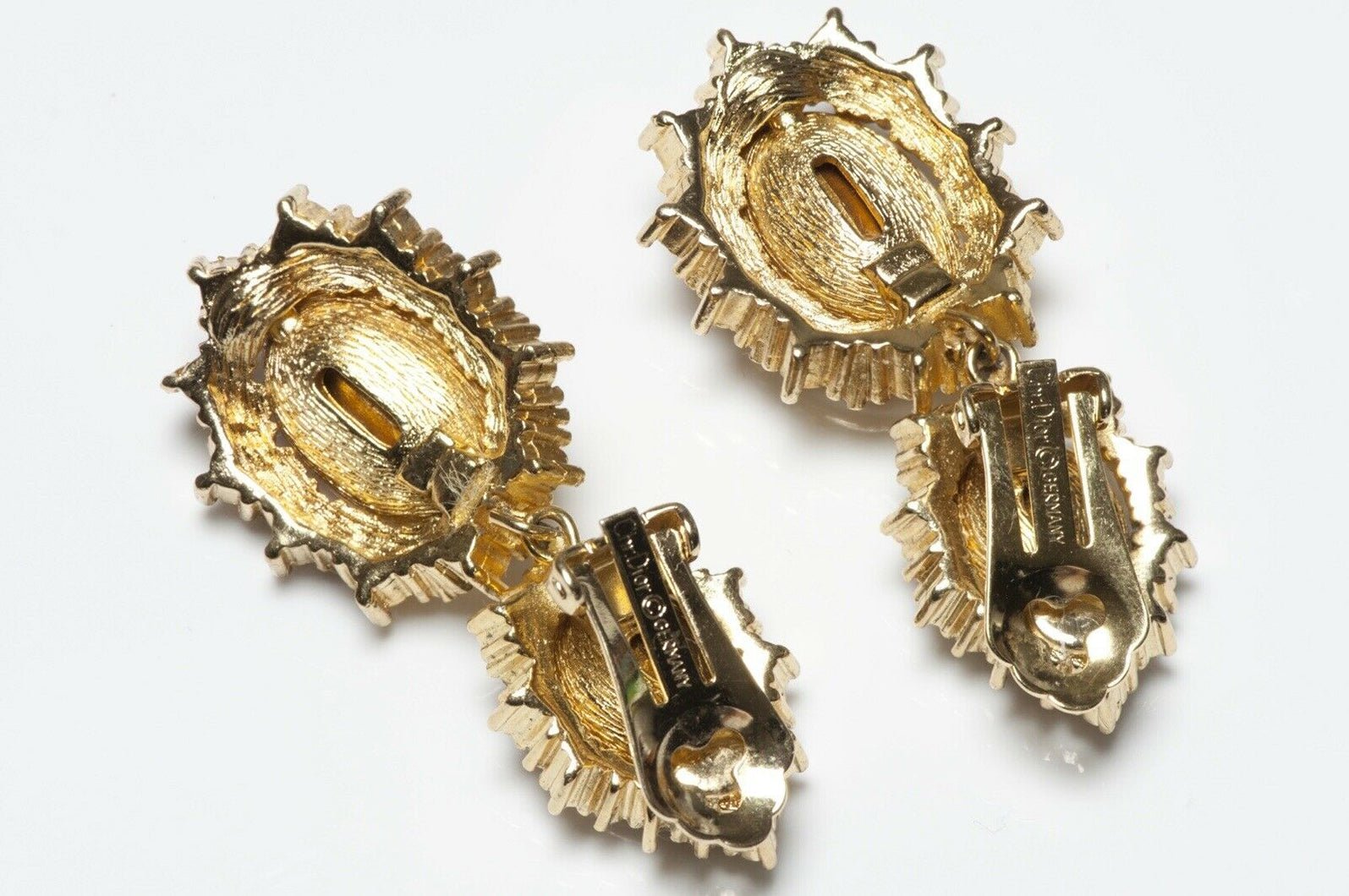 Christian Dior Henkel & Grosse Long Purple Crystal Earrings