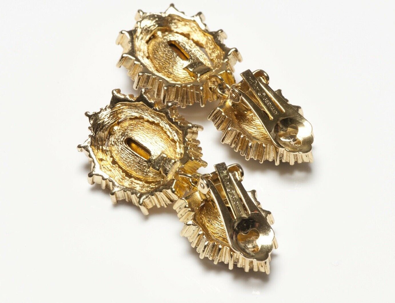 Christian Dior Henkel & Grosse Long Purple Crystal Earrings