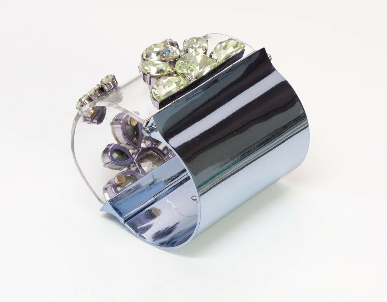 Christian DIOR In Me Green Crystal Blue Metal Wide Cuff Bracelet