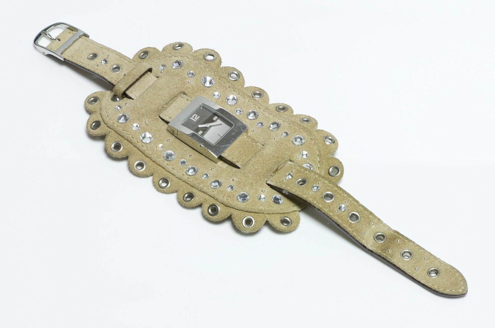 Christian DIOR John Galliano Brown Suede D78-109 Watch with Clutch Bag