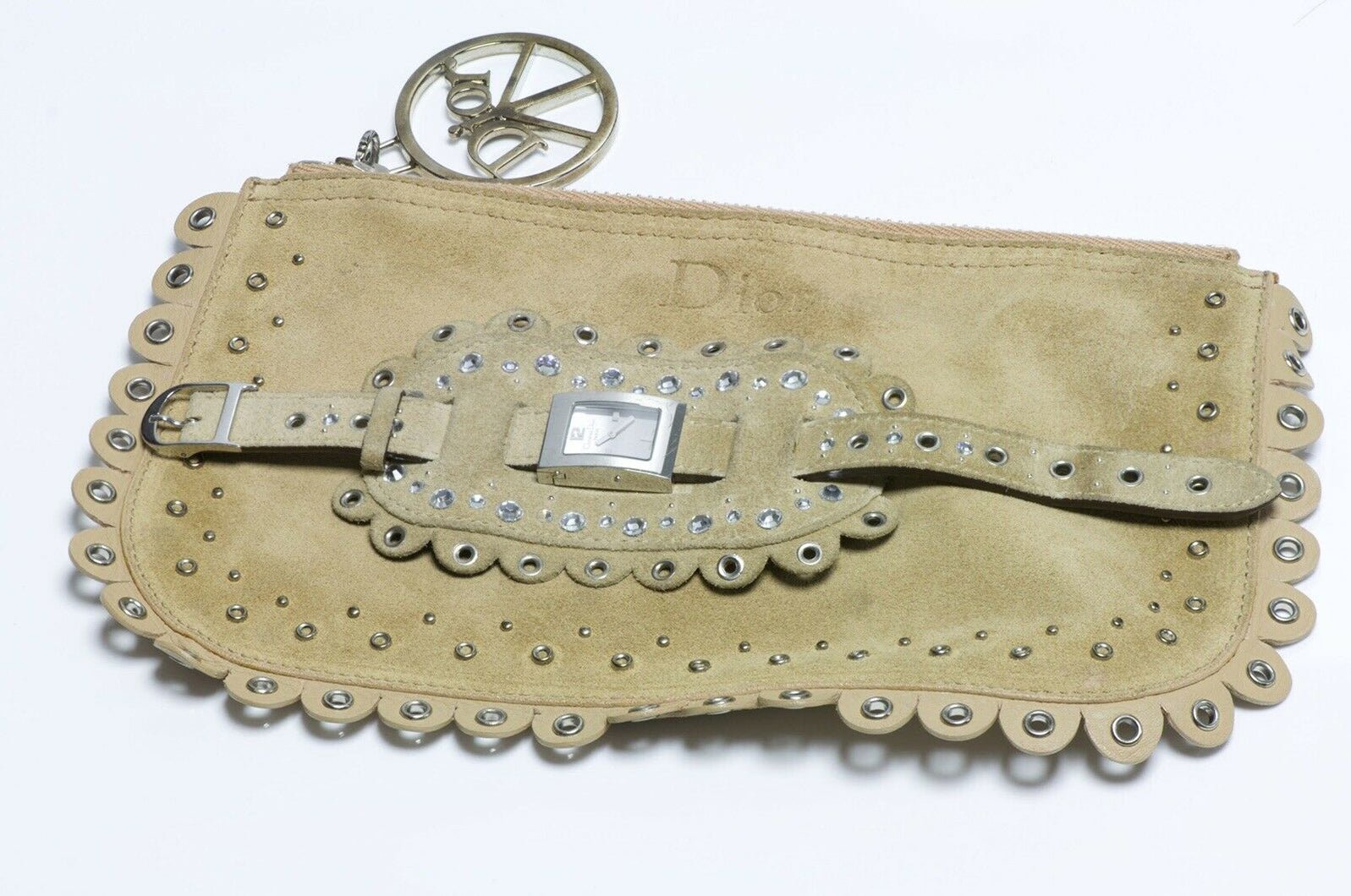 Christian DIOR John Galliano Brown Suede D78-109 Watch with Clutch Bag
