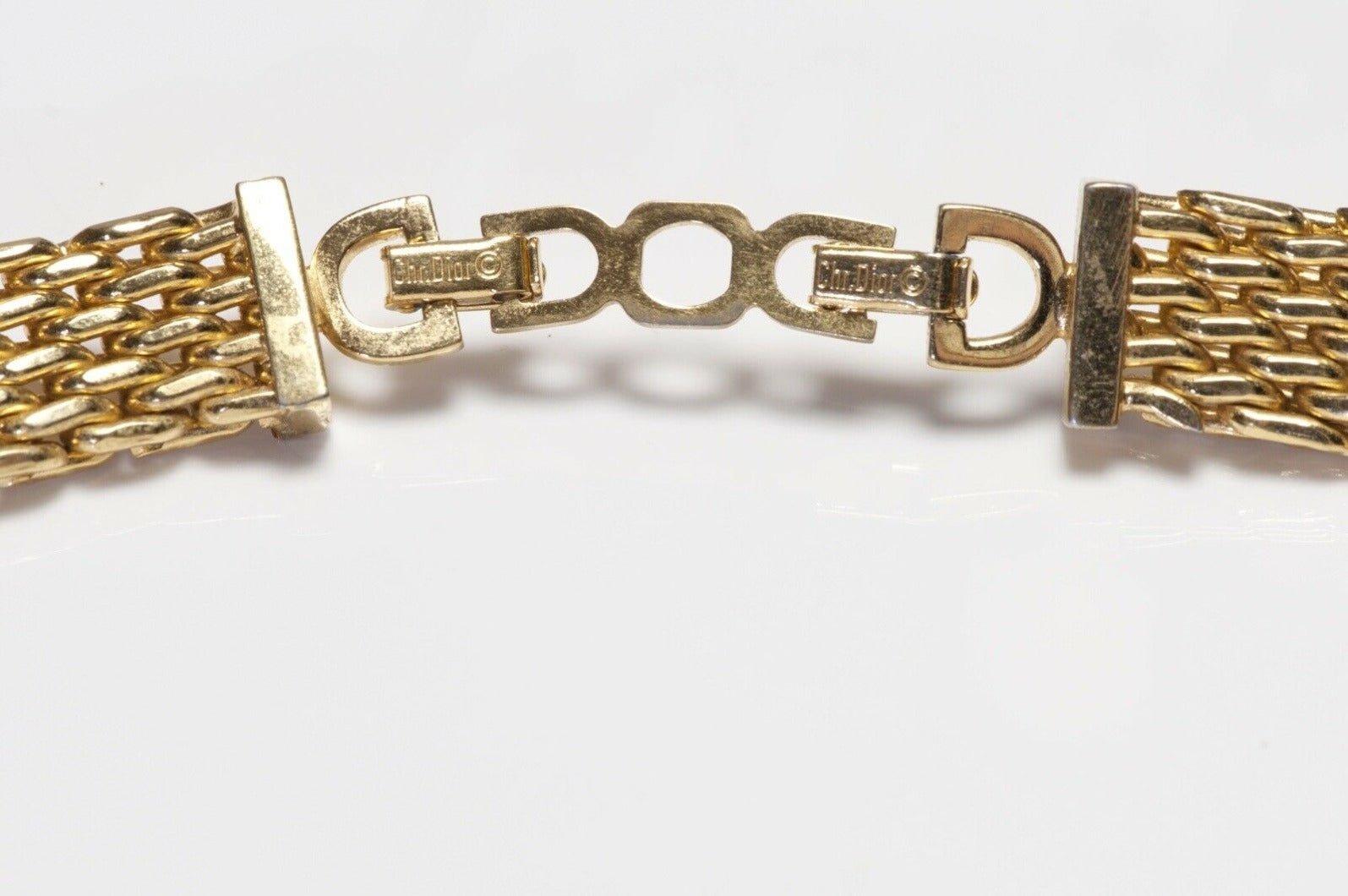 Christian Dior Metal Mesh Yellow Crystal Collar Necklace