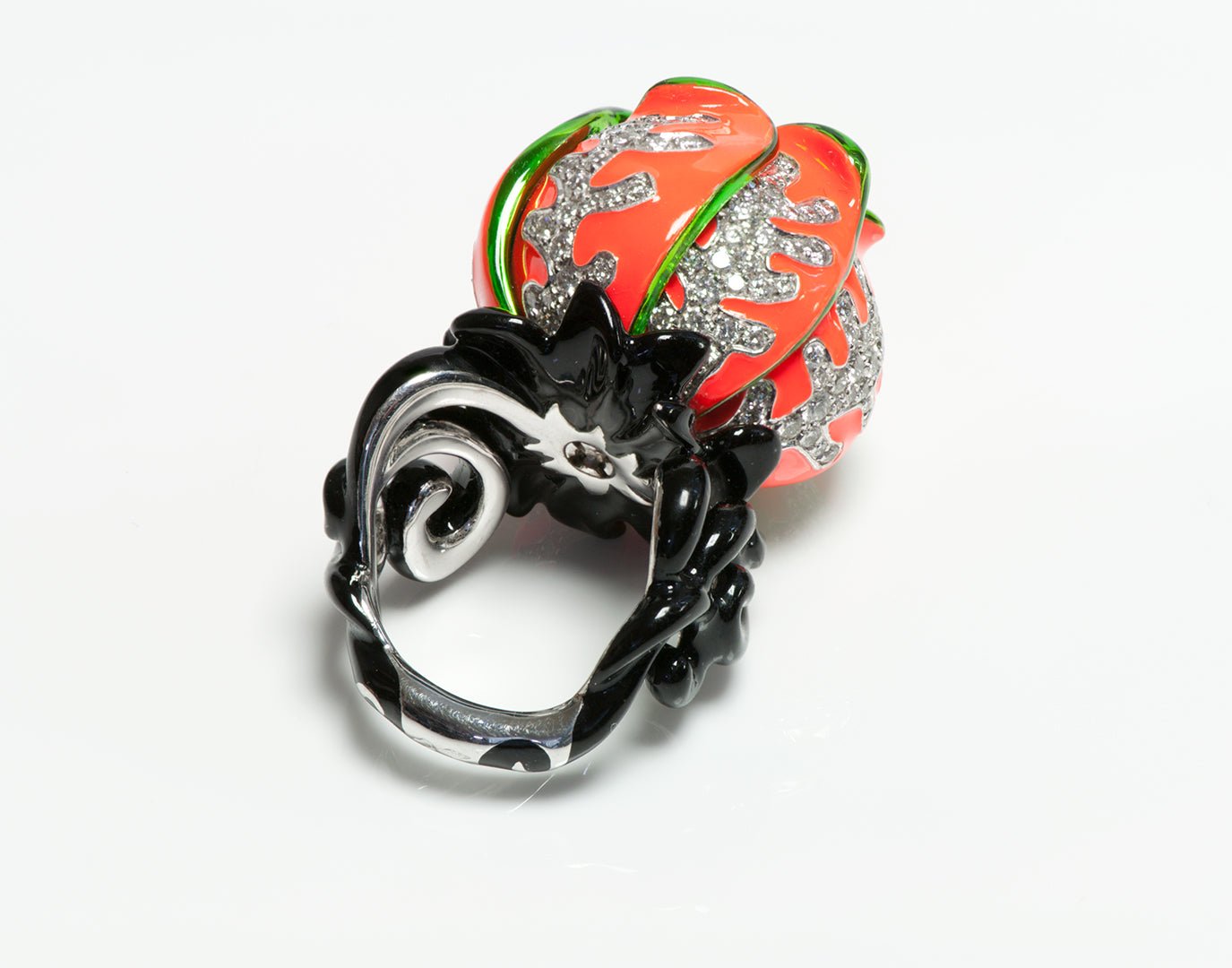 Christian Dior Milly Carnivora 18K Gold Enamel Tsavorite Diamond Ring