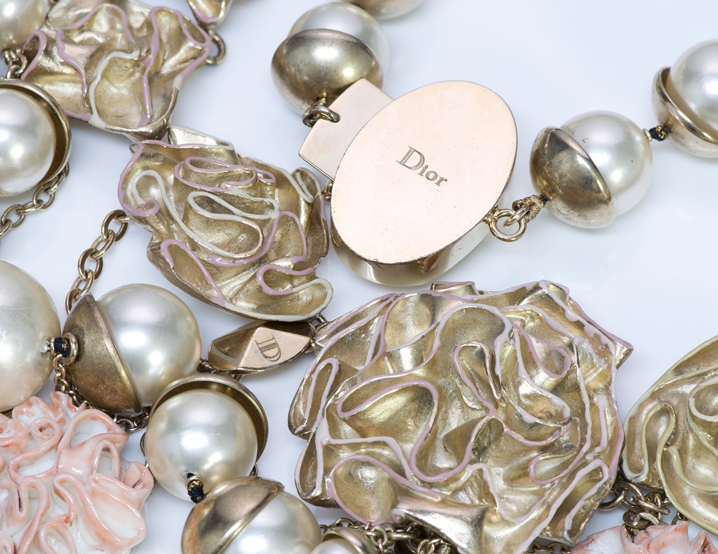 Christian Dior “Mise en Dior” Pearl Enamel Flower Necklace