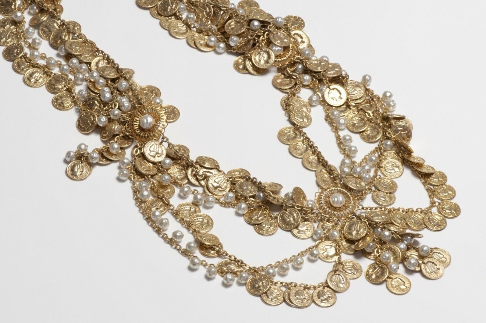 Christian Dior Paris Coin Pearl Chain Tassel Women’s Belt