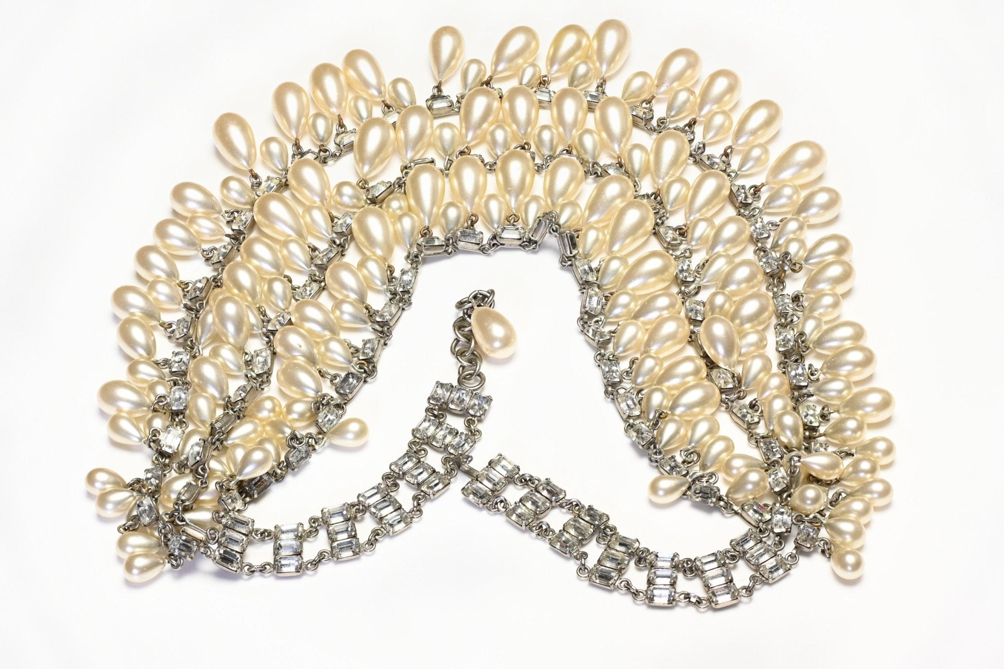 Christian Dior Paris Couture 1950's Roger Jean-Pierre Pearl Crystal Collar Necklace