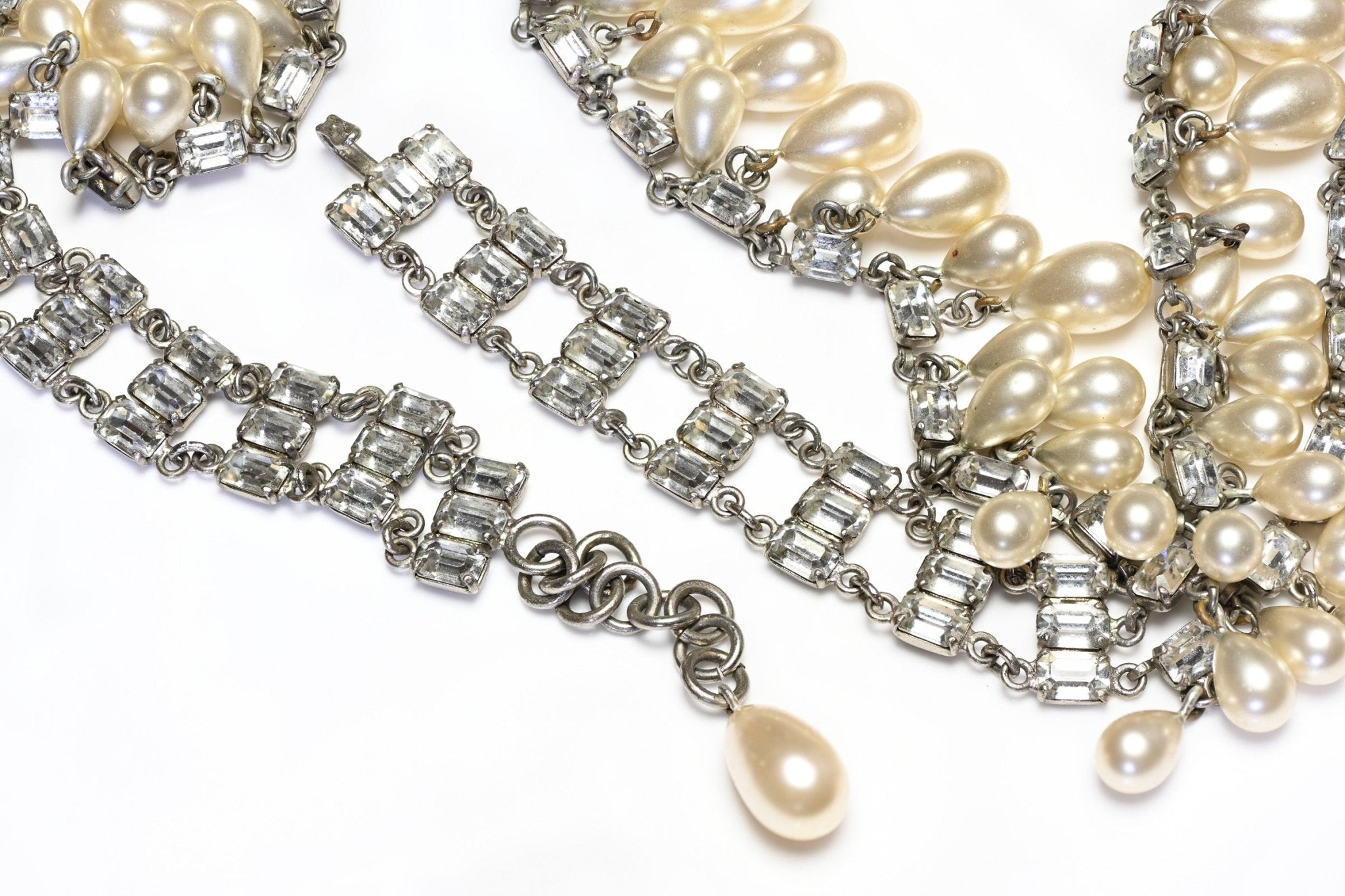 Christian Dior Paris Couture 1950's Roger Jean-Pierre Pearl Crystal Collar Necklace