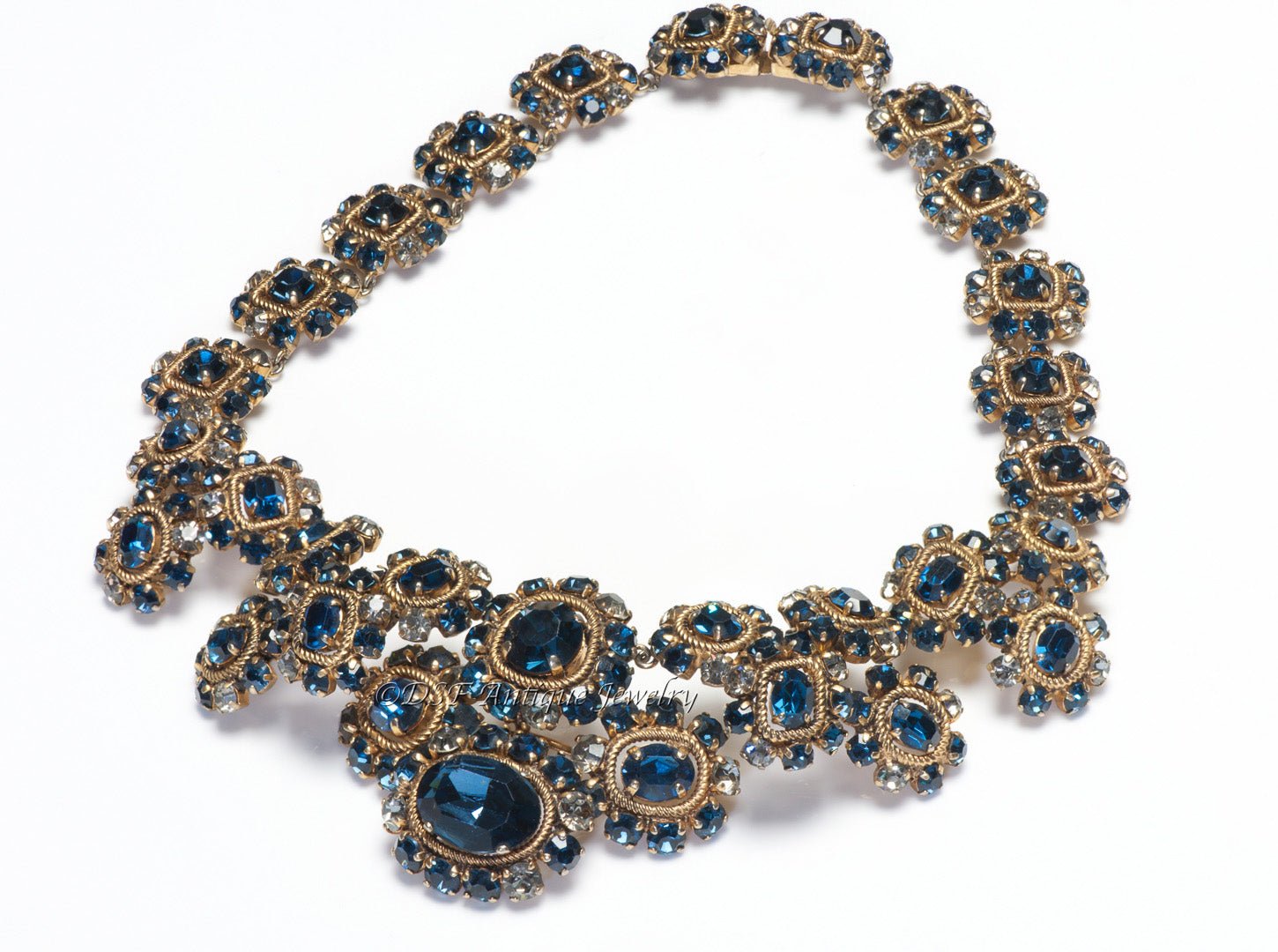 Christian Dior Paris Couture 1964 Henkel & Grosse Blue Crystal Collar Necklace