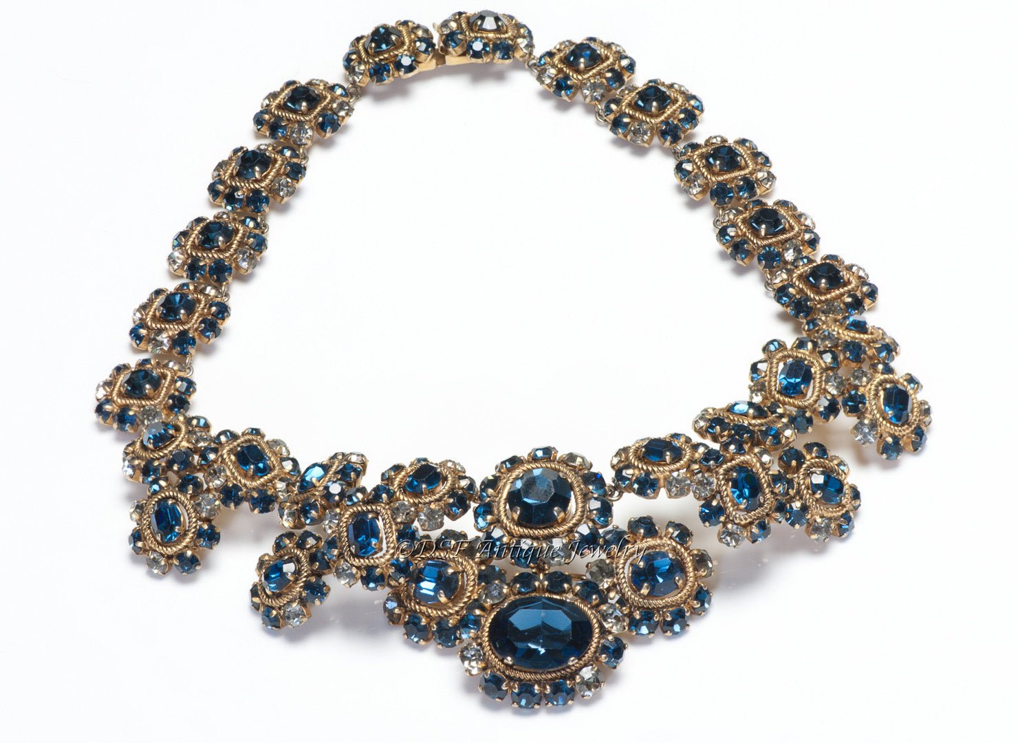 Christian Dior Paris Couture 1964 Henkel & Grosse Blue Crystal Collar Necklace
