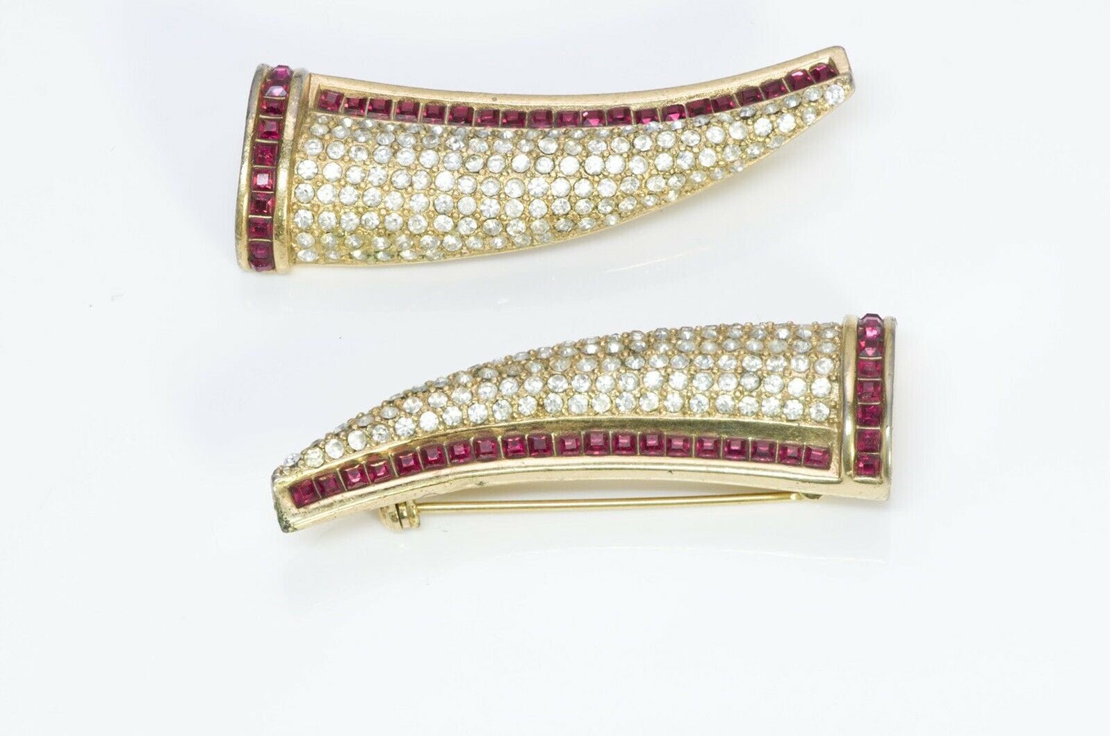 Christian DIOR Paris Red Crystal Coma Brooches