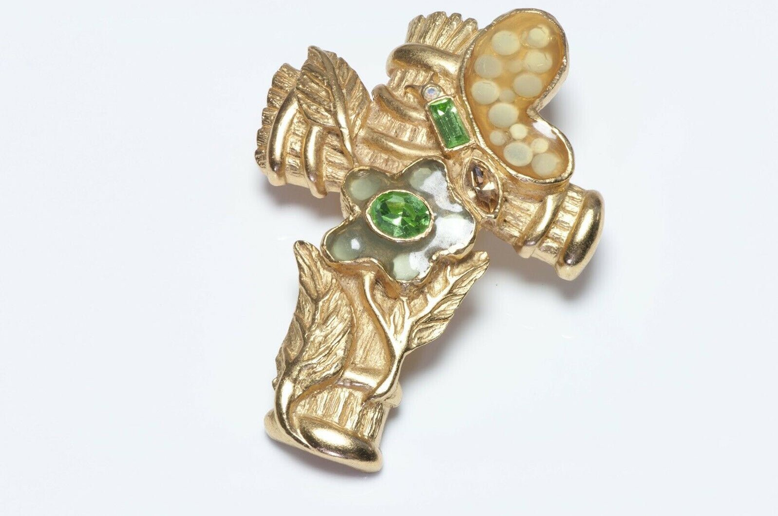 Christian Lacroix Butterfly Enamel Cross Pendant