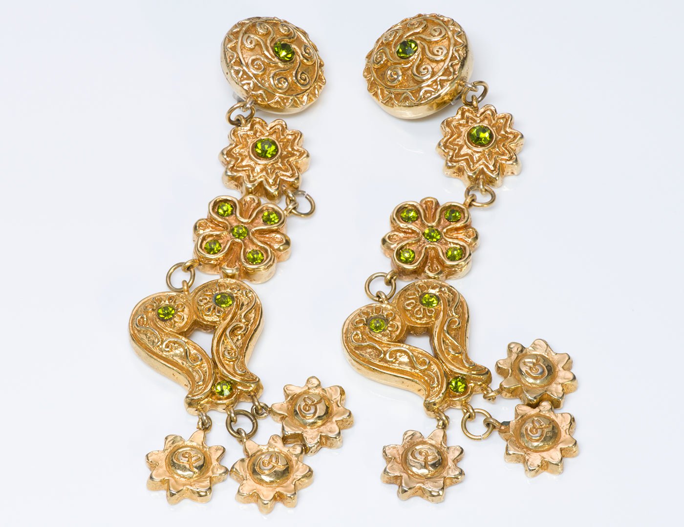Christian Lacroix Couture Long Baroque Crystal Earrings
