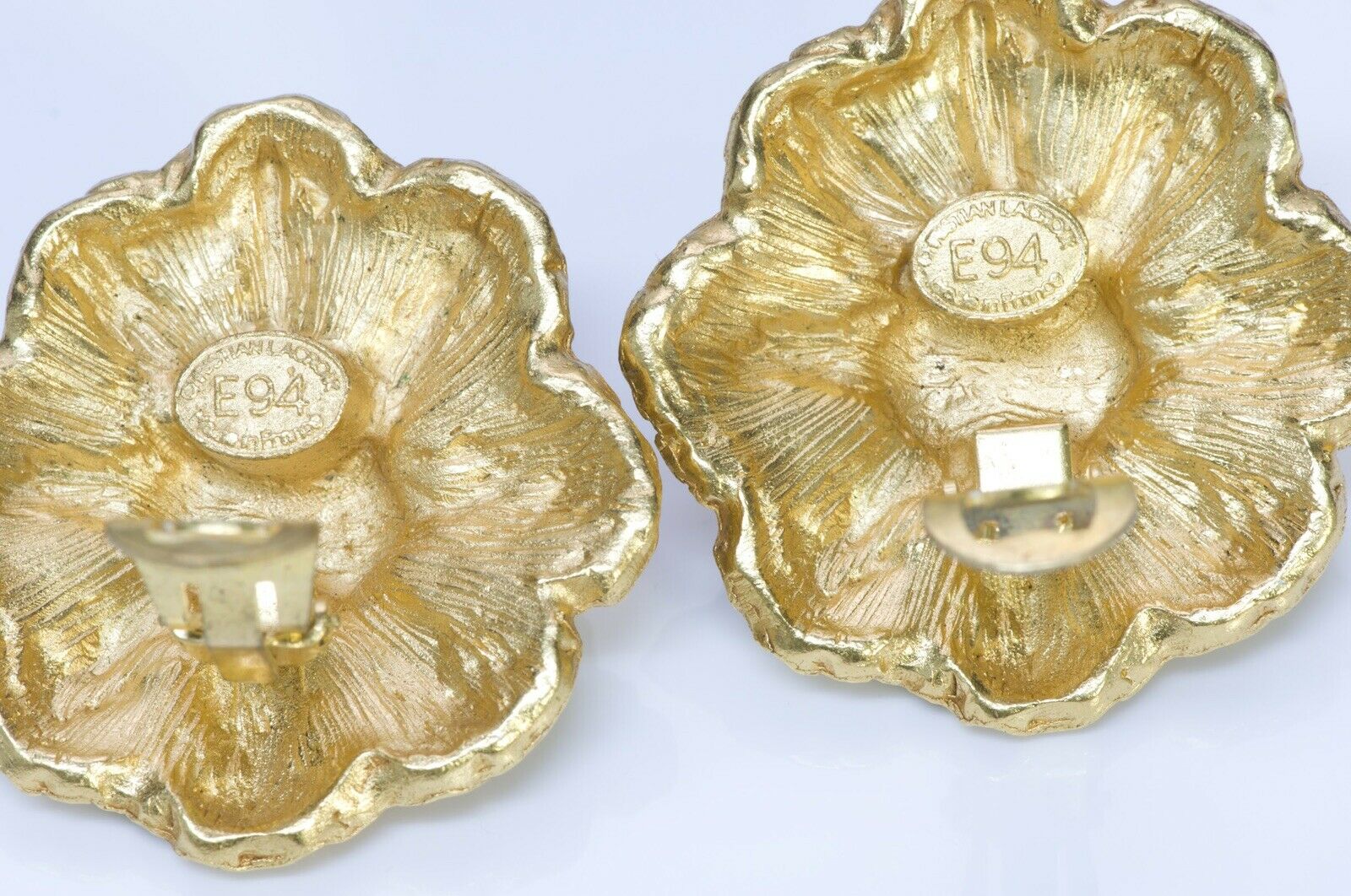 Christian Lacroix Paris 1994 White Enamel Star Earrings