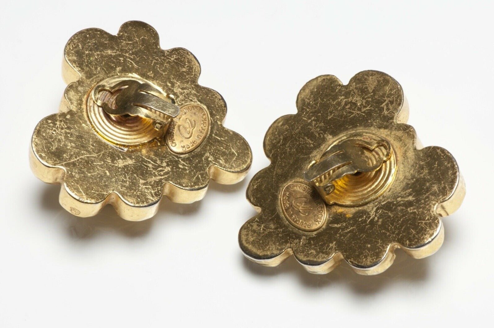Christian Lacroix Paris Couture Large Crystal Heart Earrings
