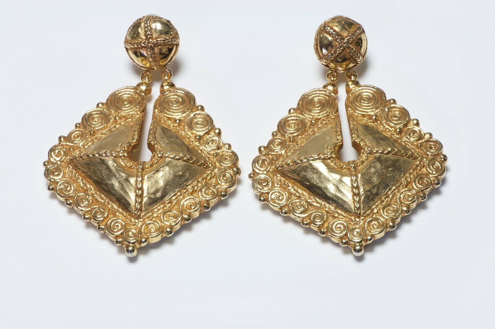Christian Lacroix Paris Couture Long Drop Shield Earrings