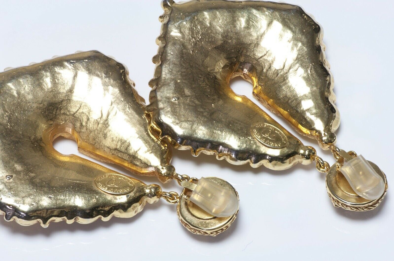 Christian Lacroix Paris Couture Long Drop Shield Earrings