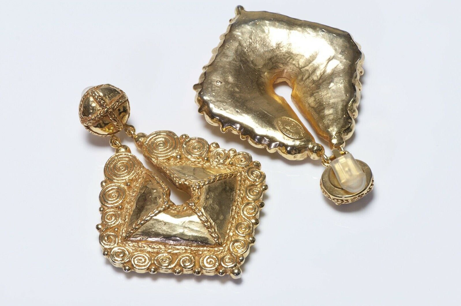 Christian Lacroix Paris Couture Long Drop Shield Earrings