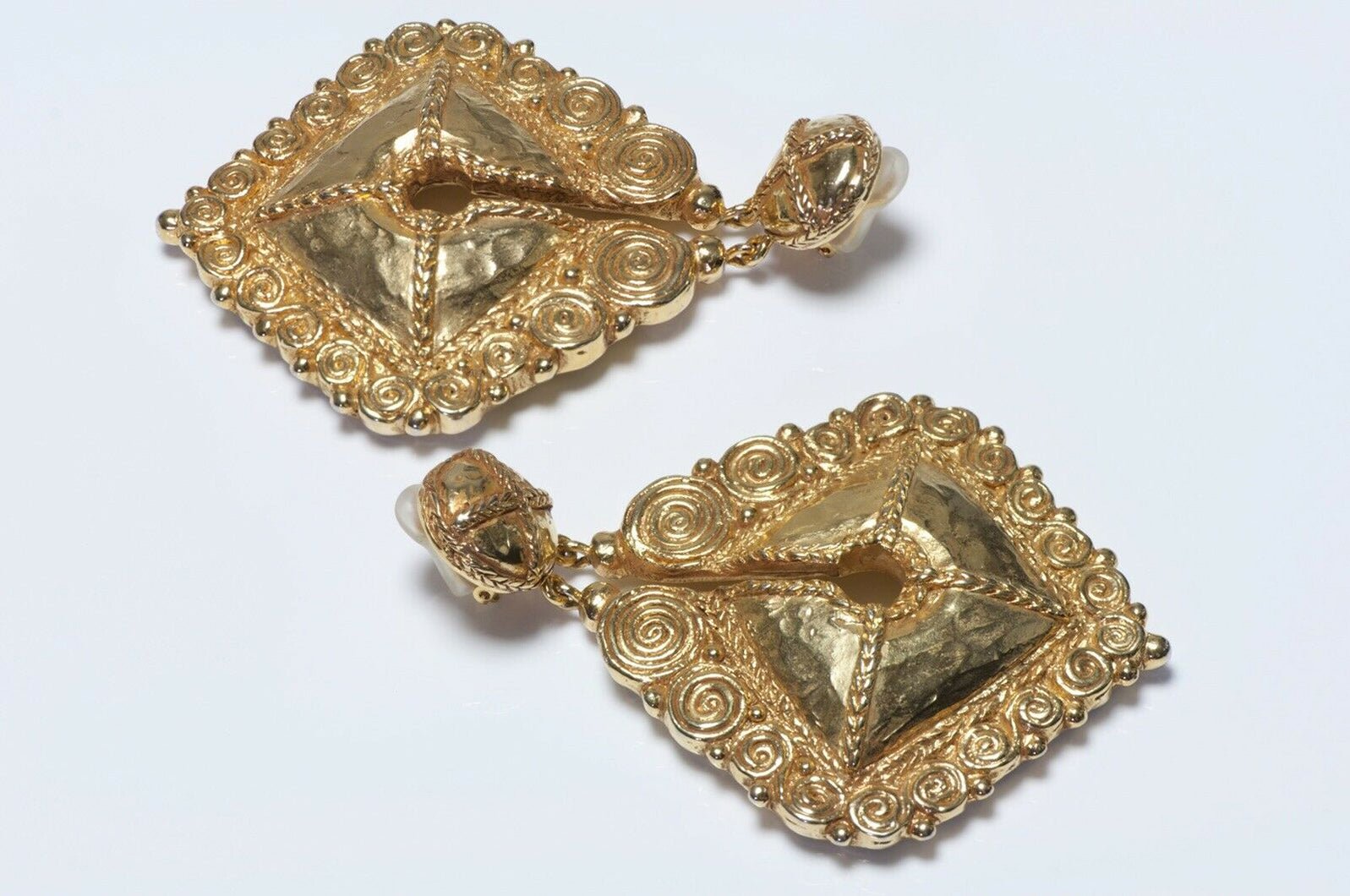 Christian Lacroix Paris Couture Long Drop Shield Earrings