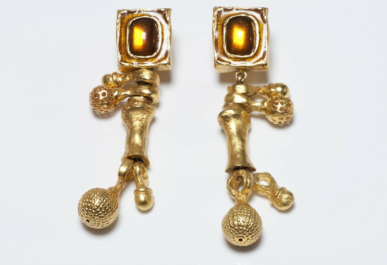 Christian Lacroix Paris Long Glass Ball Drop Earrings