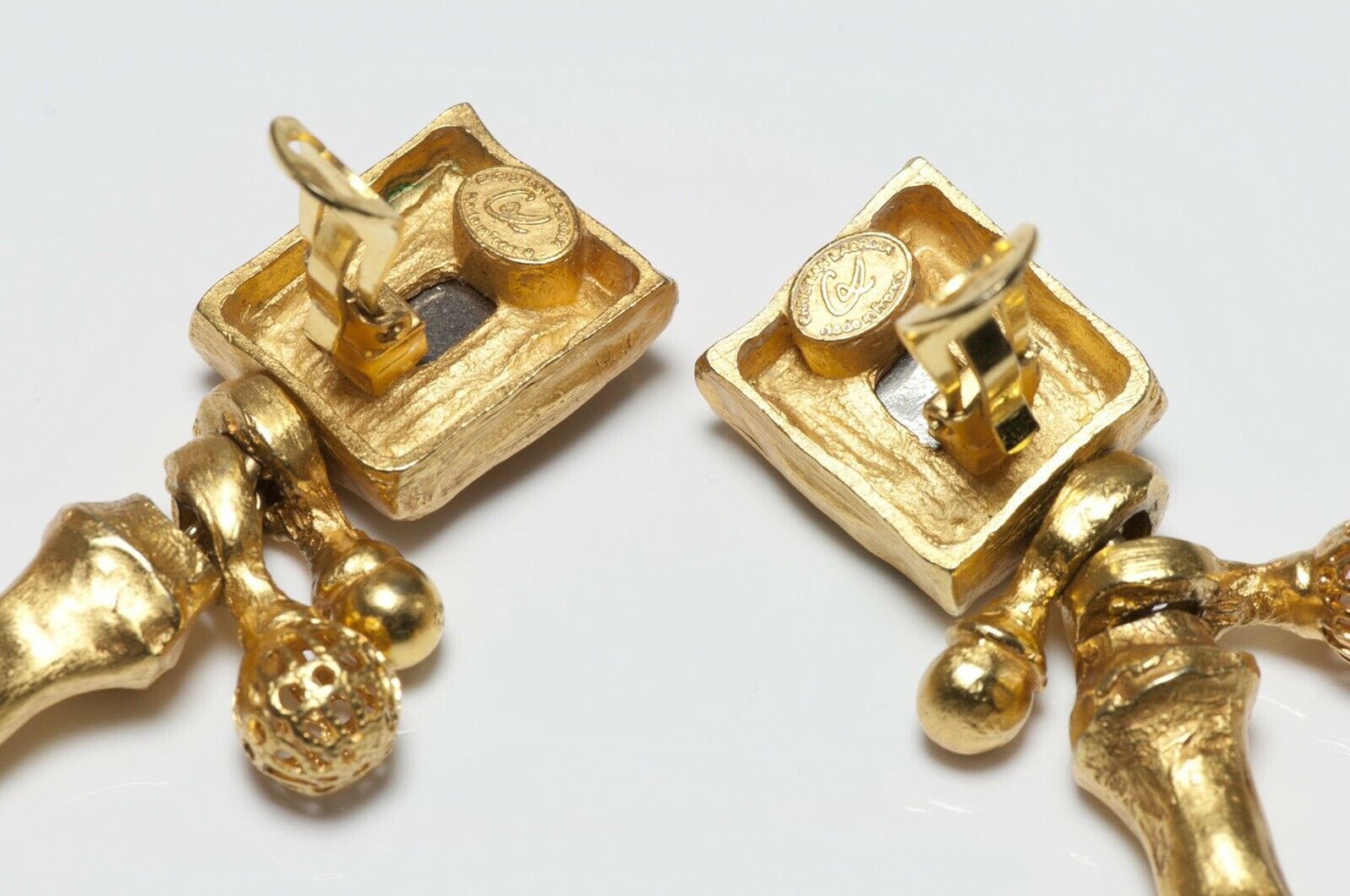 Christian Lacroix Paris Long Glass Ball Drop Earrings