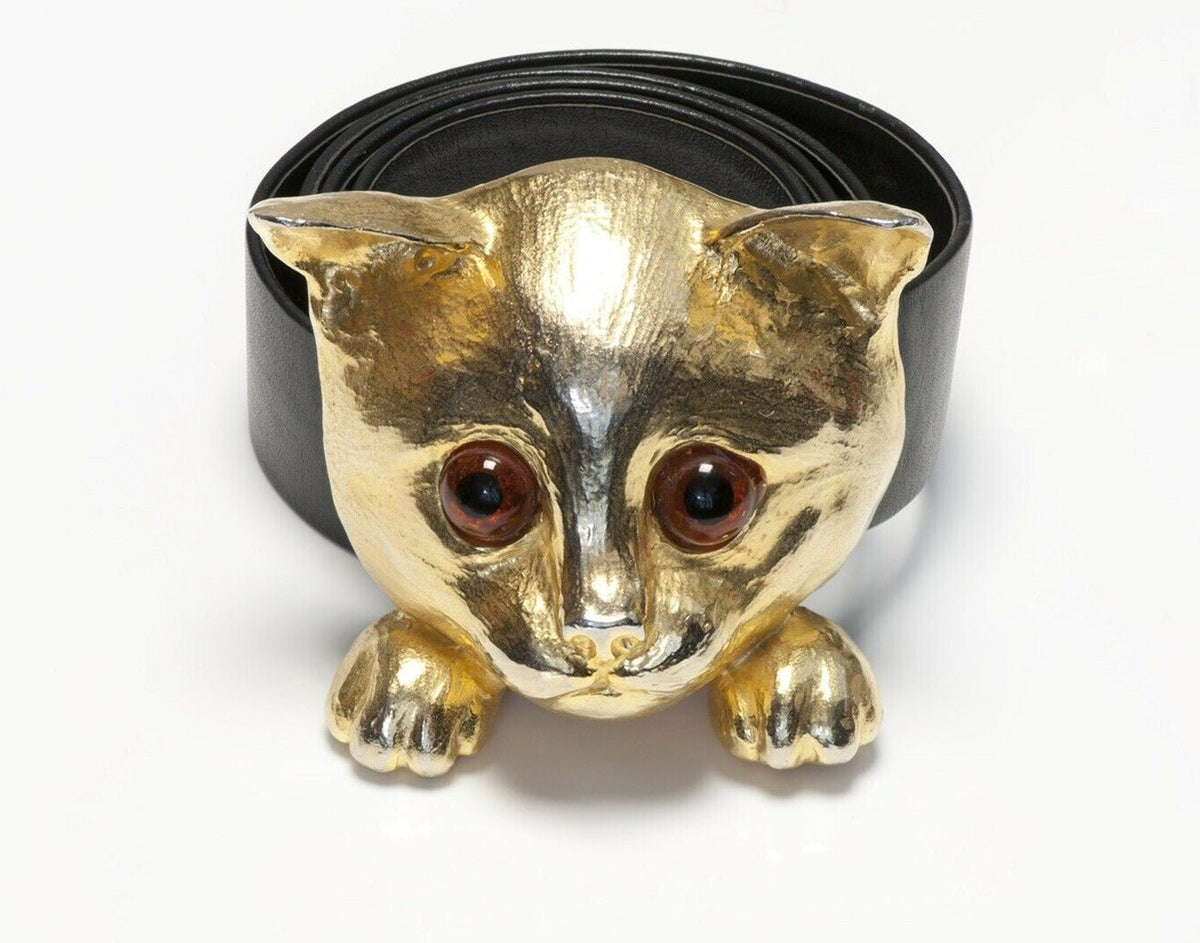 Christopher Ross 1976 24k Gold Plated Cat Buckle Black 