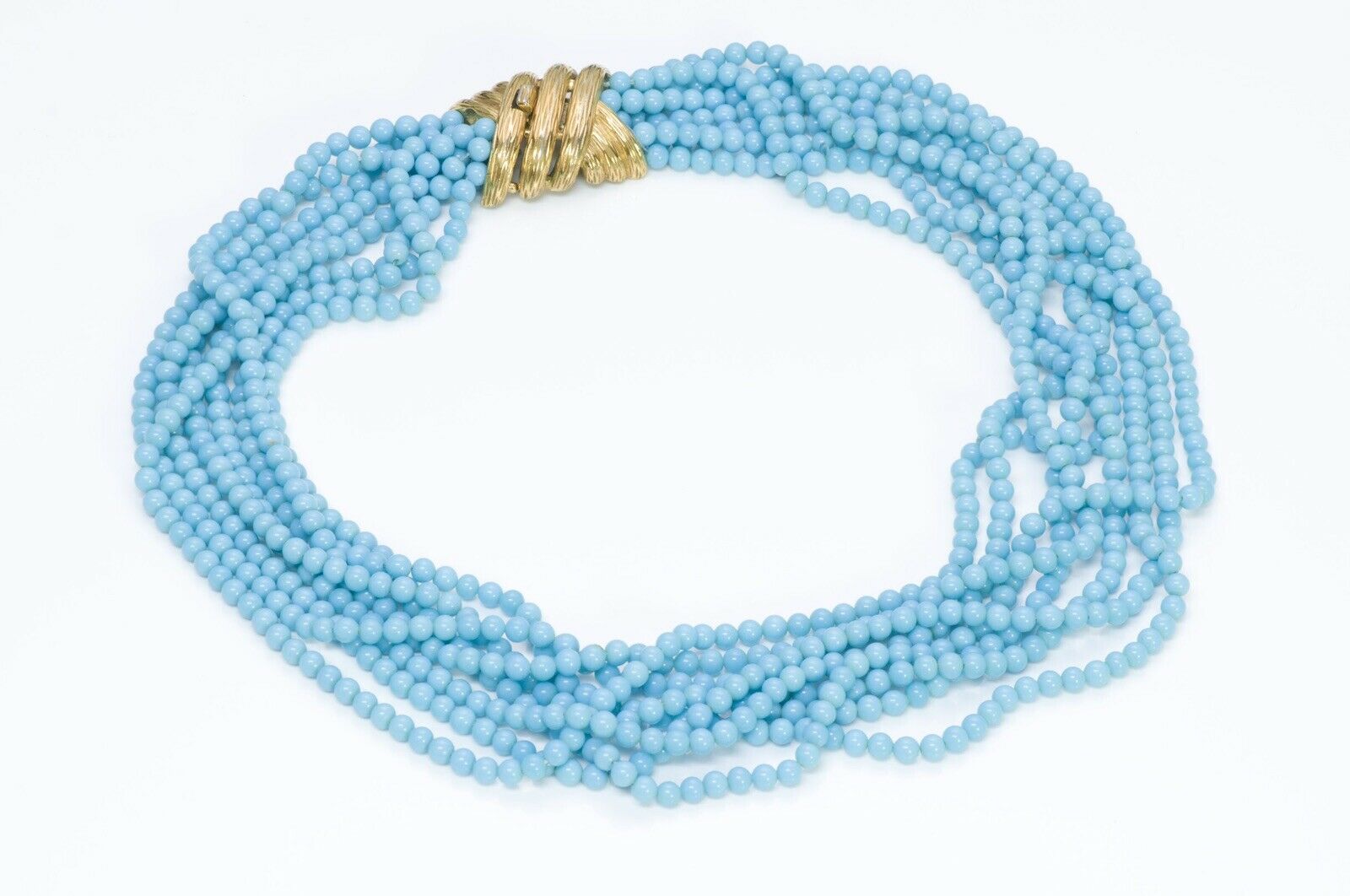 CINER Faux Turquoise Glass Beads Collar Necklace
