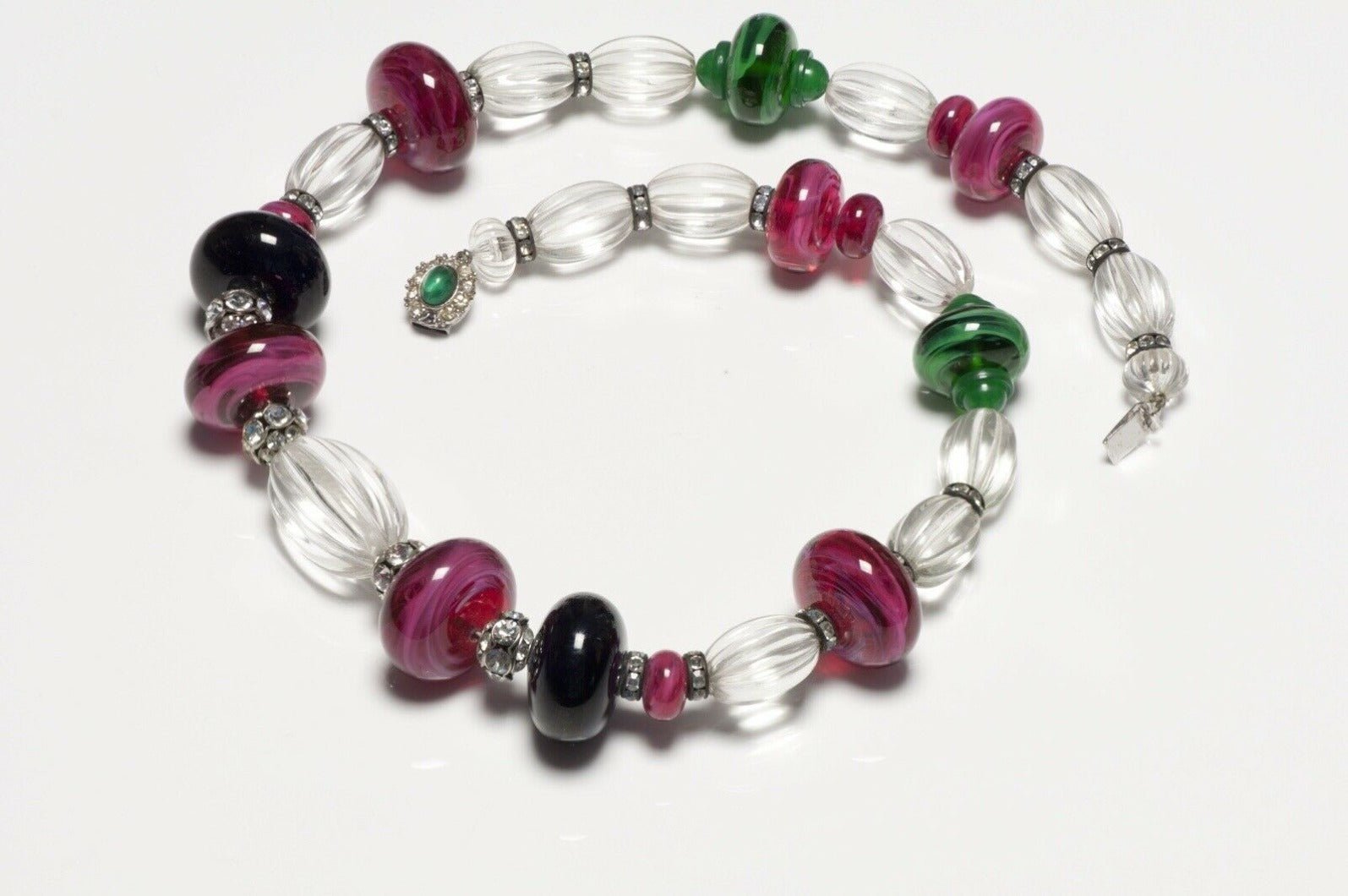 CINER Poured Glass Beads Crystal Collar Necklace