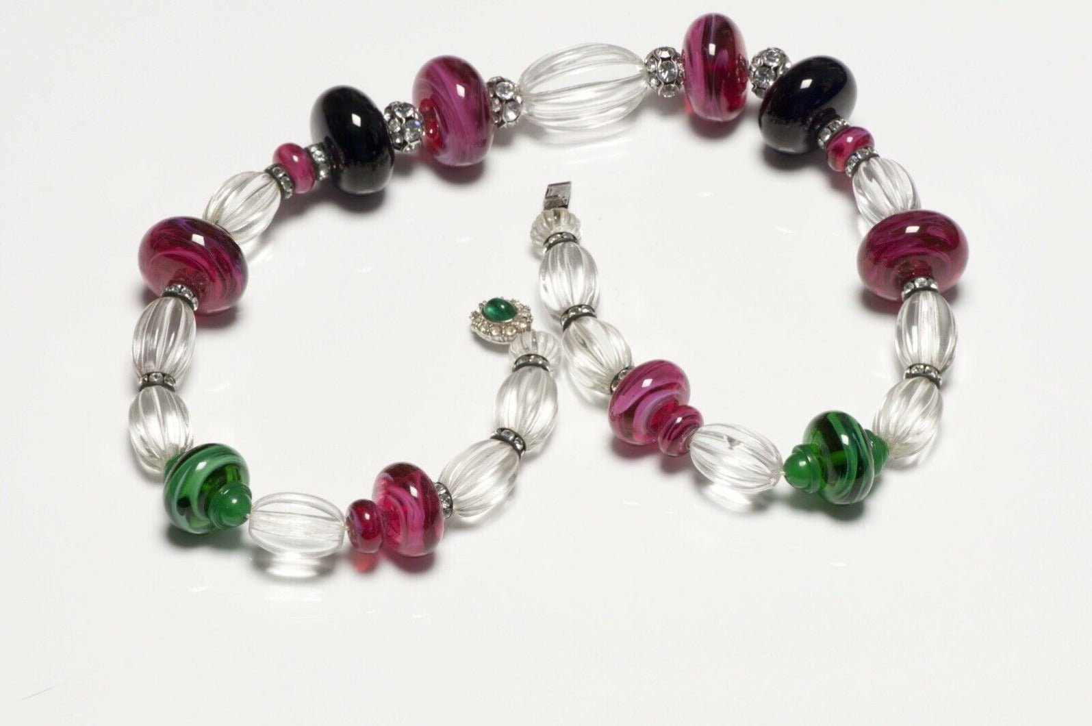 CINER Poured Glass Beads Crystal Collar Necklace