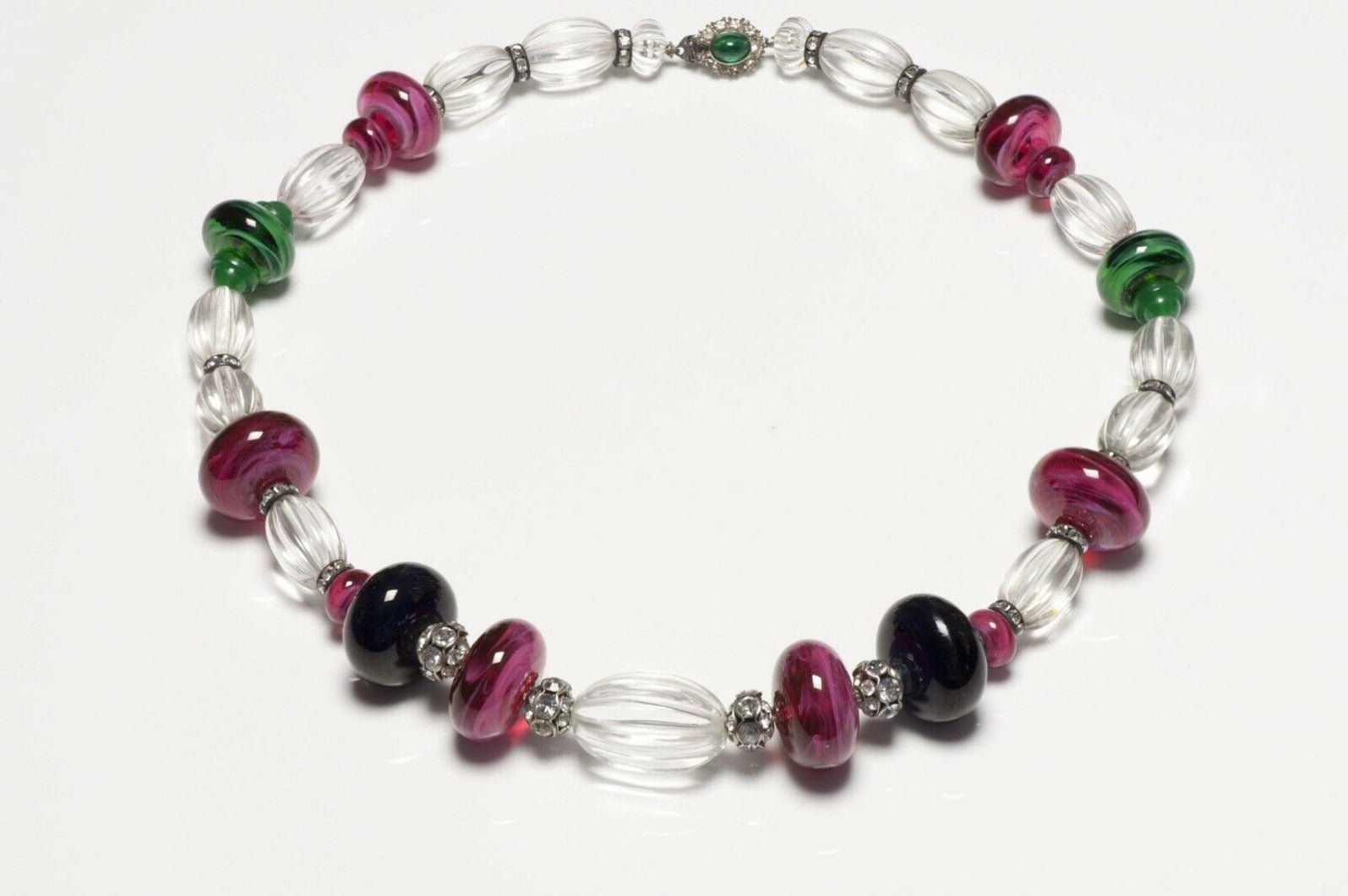 CINER Poured Glass Beads Crystal Collar Necklace