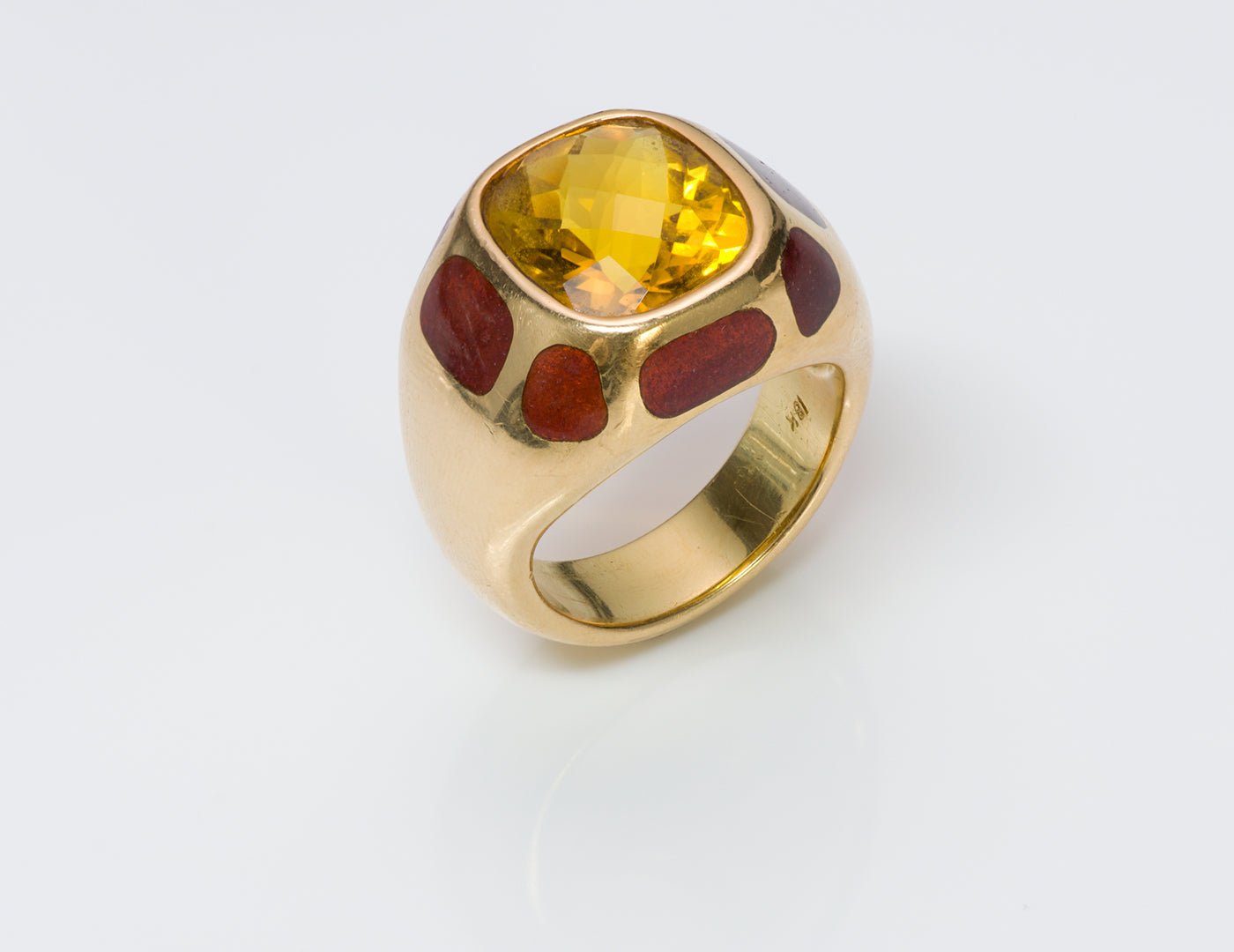 Citrine 18K Gold Enamel Ring