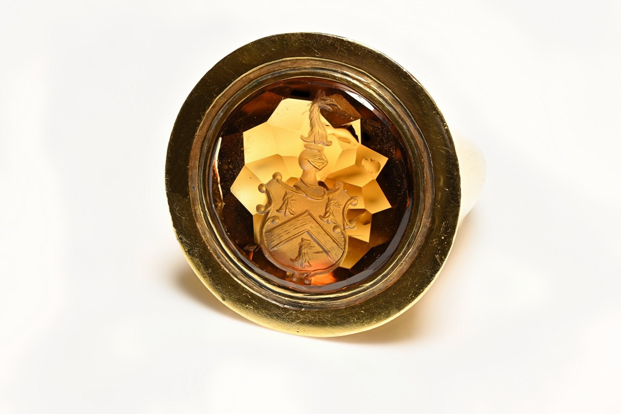 Citrine Intaglio 18K Gold Ring