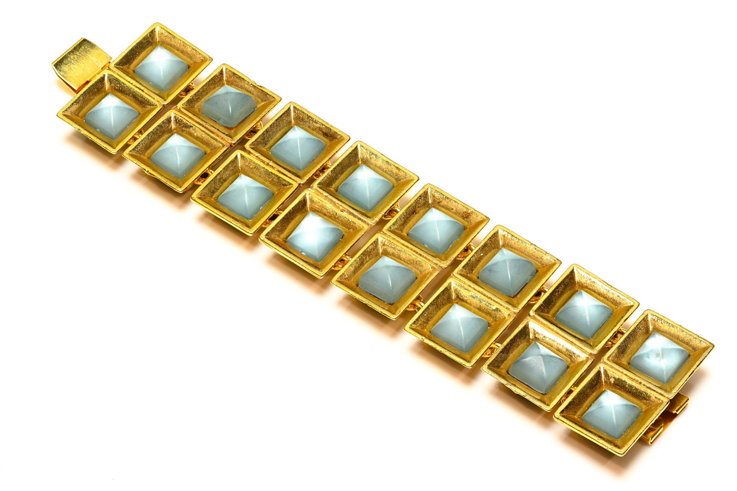 Vintage Claude Montana for Claire Deve Paris Blue Glass Bracelet