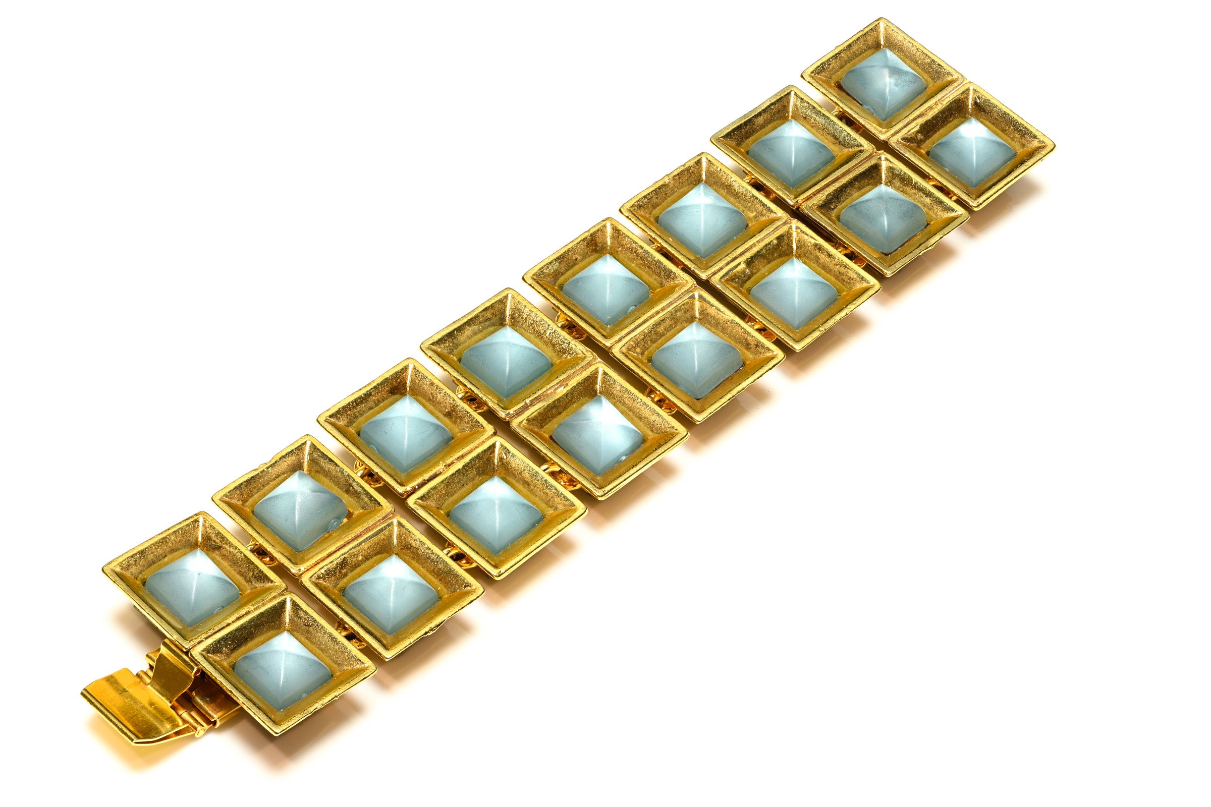 Vintage Claude Montana for Claire Deve Paris Blue Glass Bracelet 1