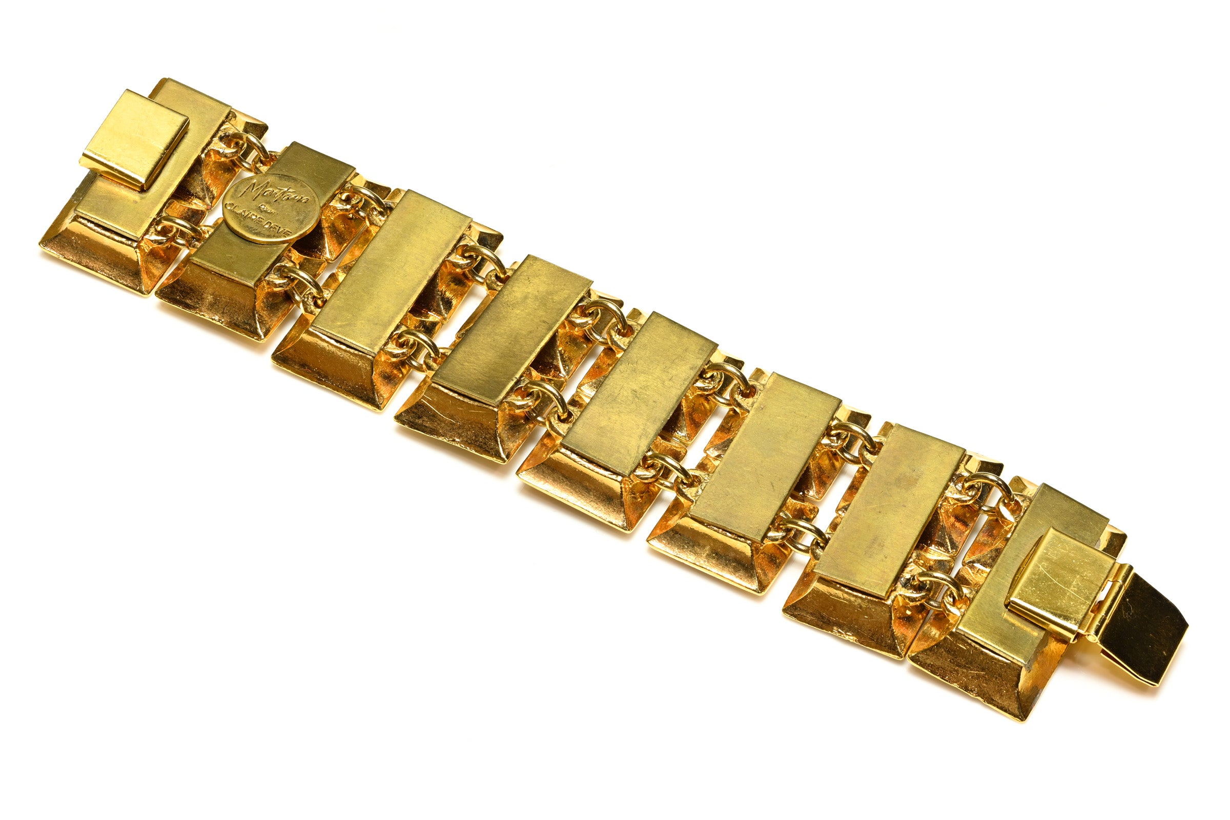 Vintage Claude Montana for Claire Deve Paris Blue Glass Bracelet 2