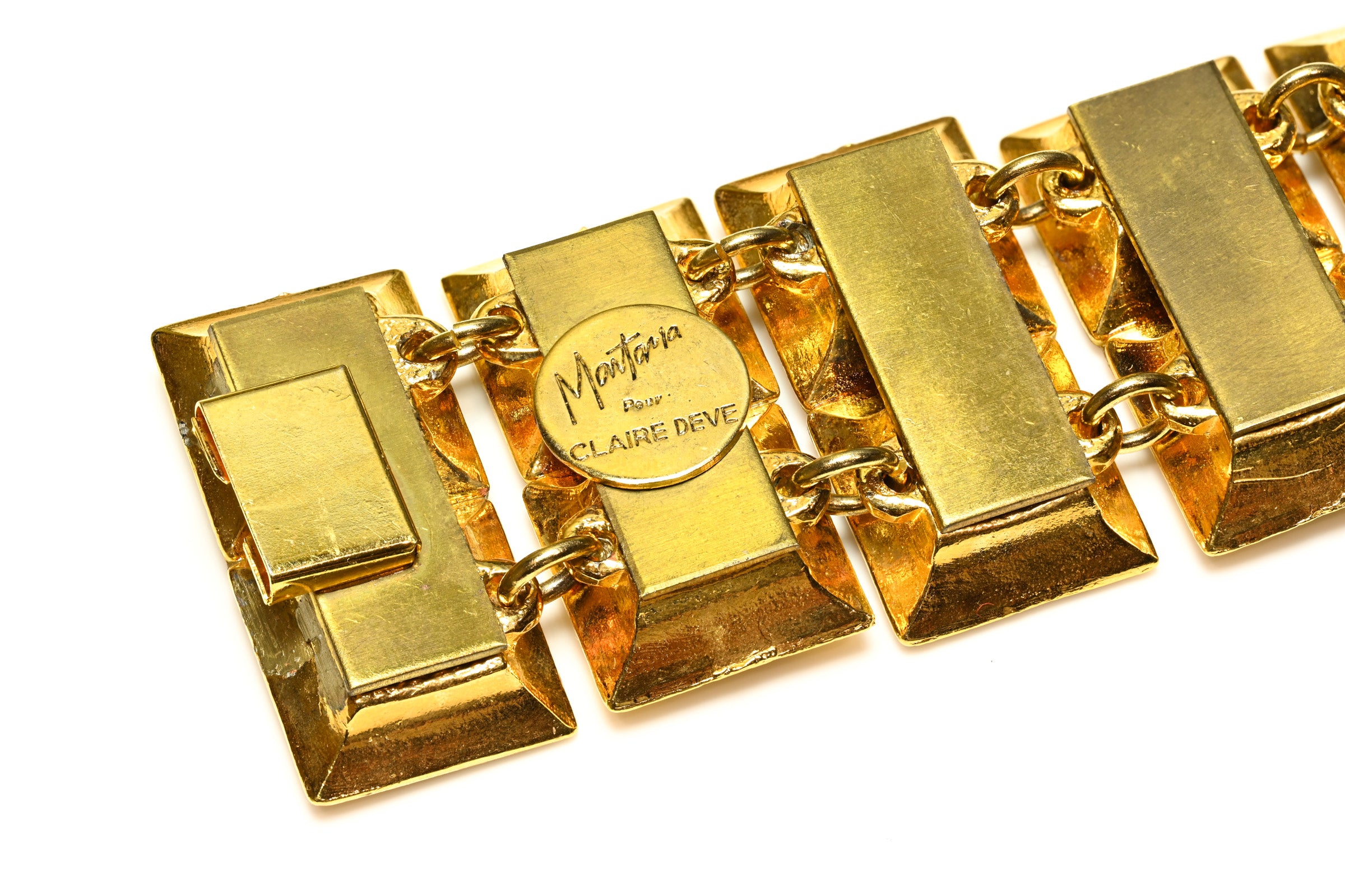 Vintage Claude Montana for Claire Deve Paris Blue Glass Bracelet 3