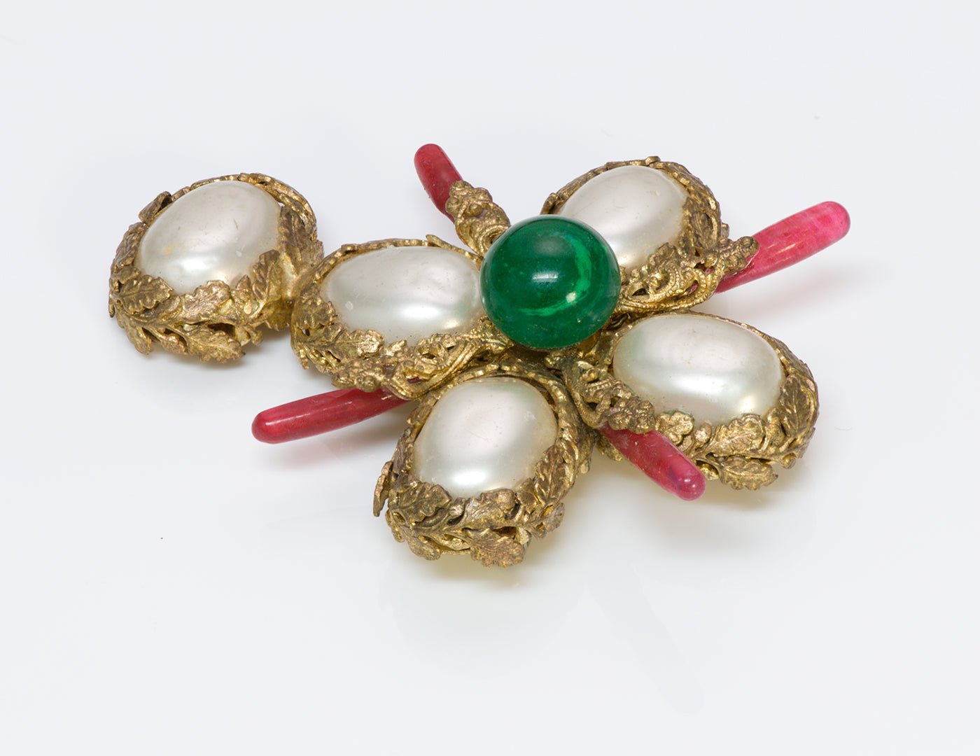 Coco CHANEL 1930’s Gripoix Pearl Cross Pendant Brooch