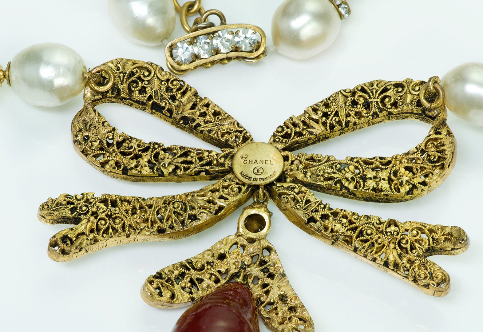 Coco Chanel Gripoix Pearl Bow Necklace