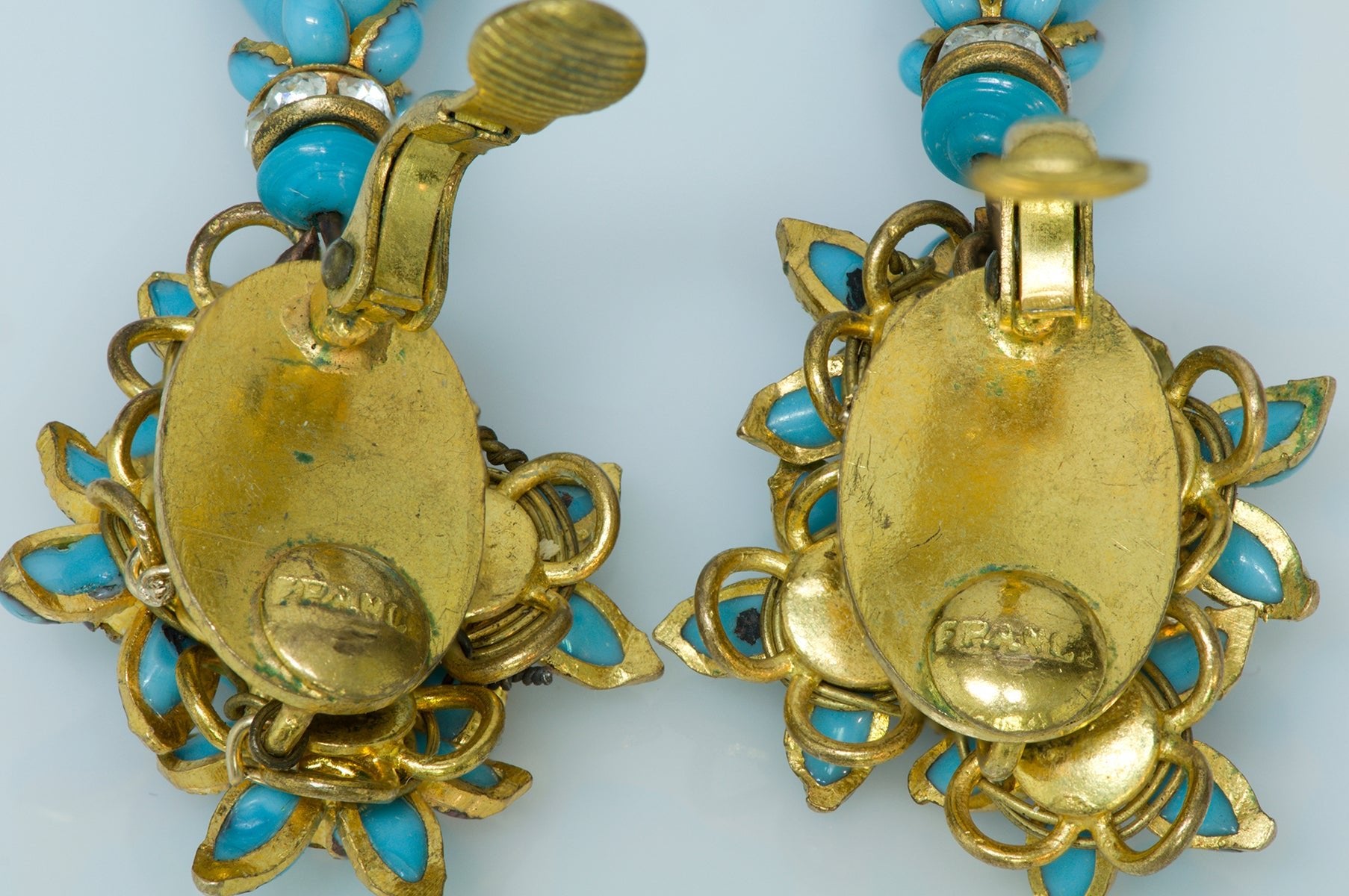 Coco Chanel Gripoix Turquoise Necklace Earrings Set