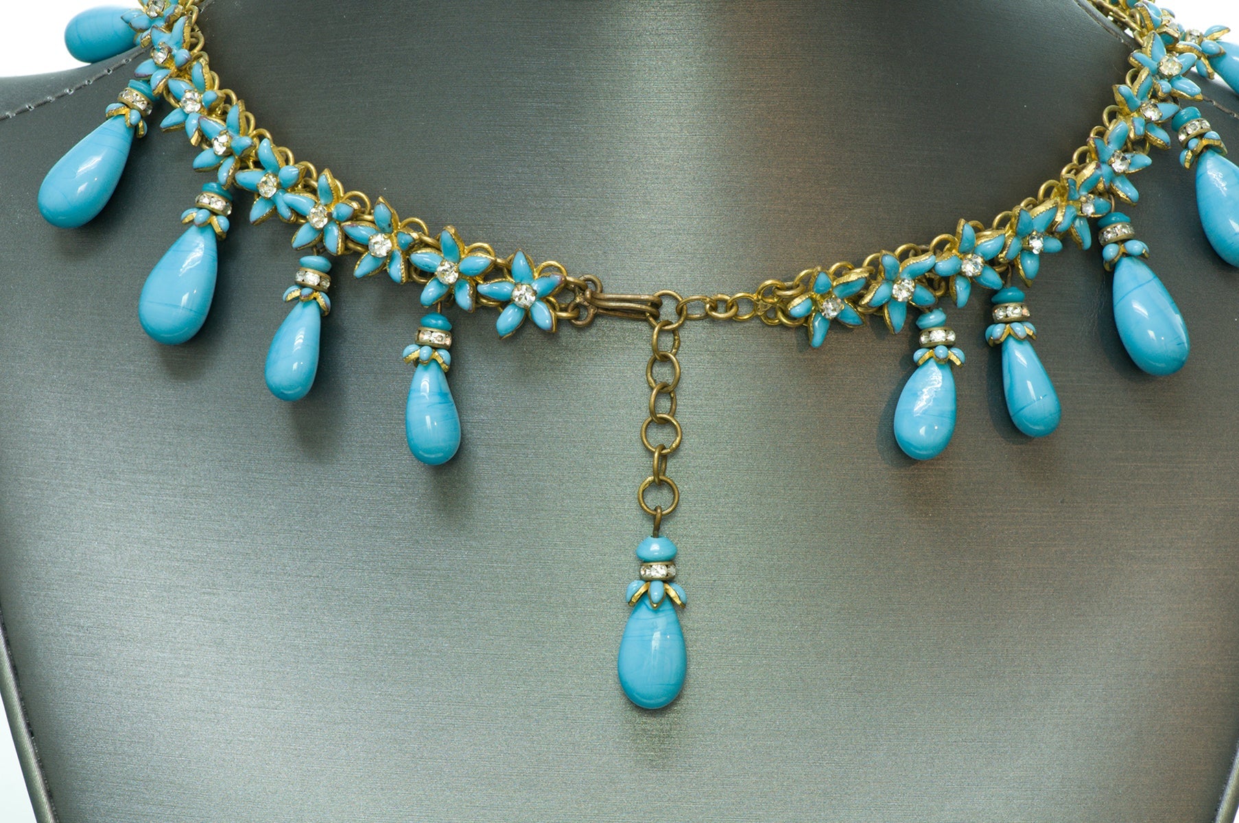 Coco Chanel Gripoix Turquoise Necklace Earrings Set