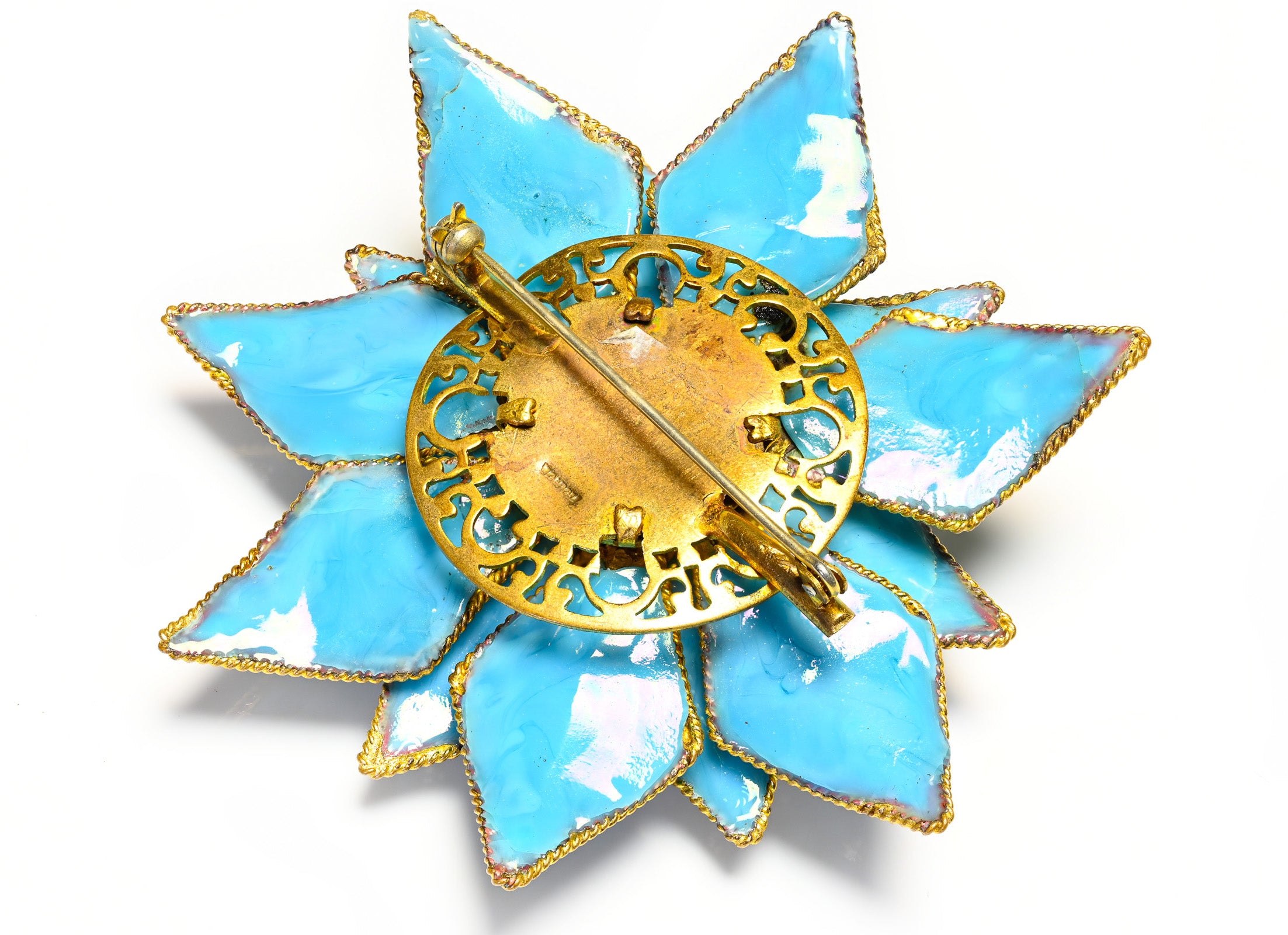 Coco Chanel Paris 1930's Gripoix Blue Turquoise Camellia Flower Brooch