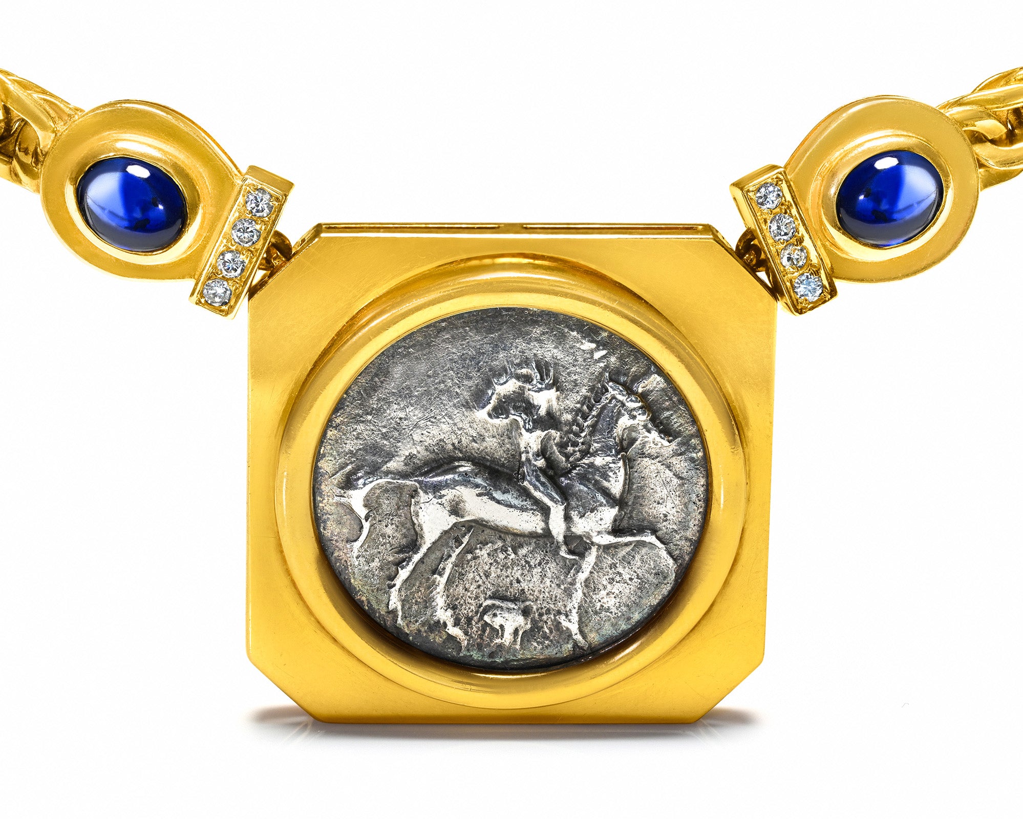 Ancient Greek Tarentum Coin Necklace c. 334–330 BC in 18K Gold