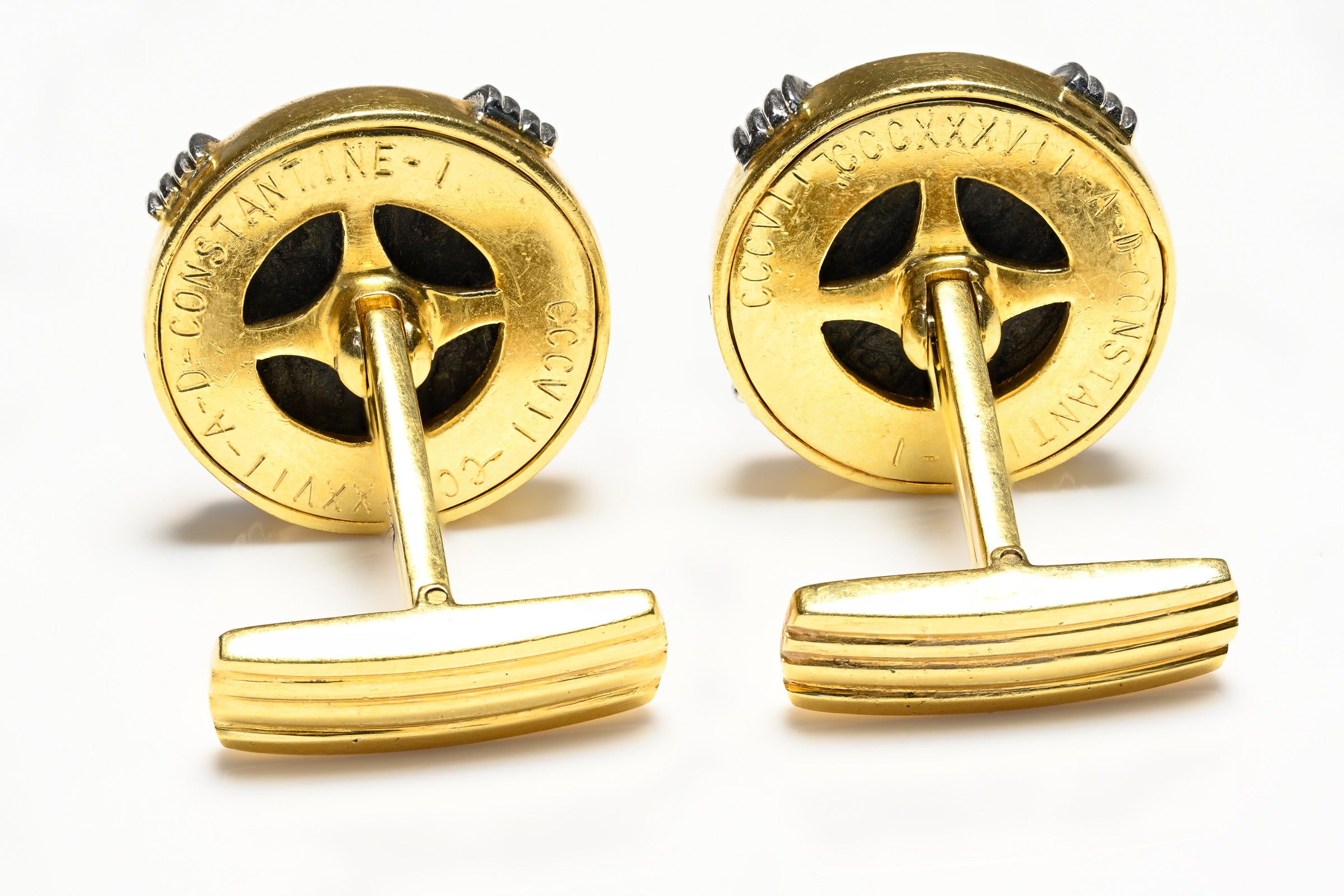 Constantine 18K Gold Bronze Ancient Roman Coin Cufflinks
