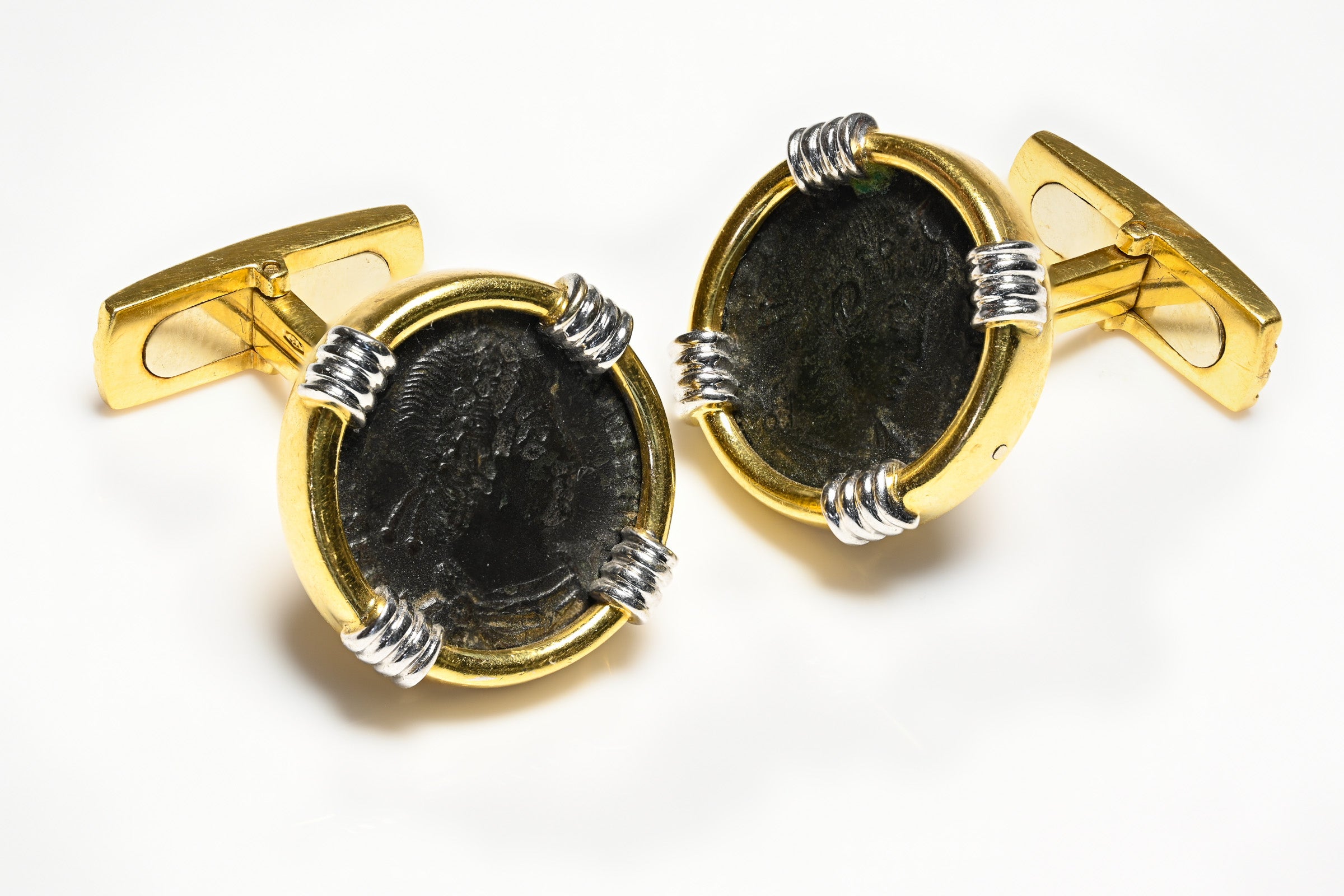 Constantine 18K Gold Bronze Ancient Roman Coin Cufflinks