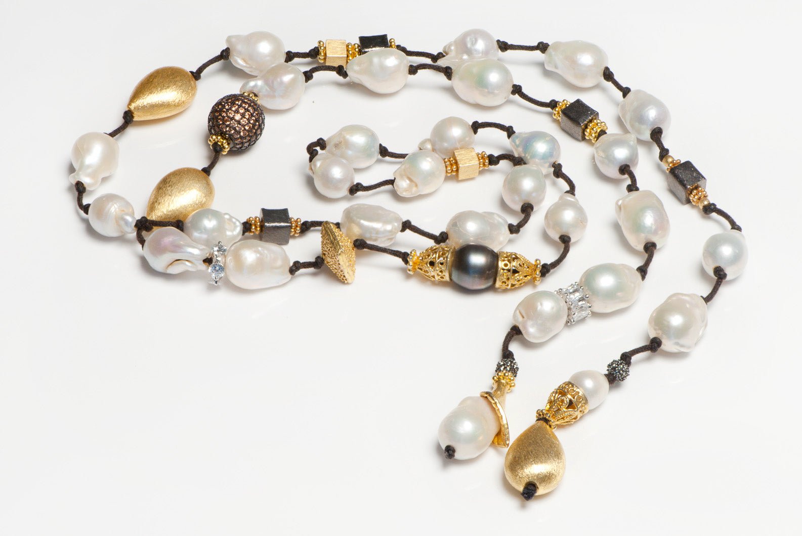 Contemporary Baroque Pearls Yellow Crystal Gold Plated Beads Necklace