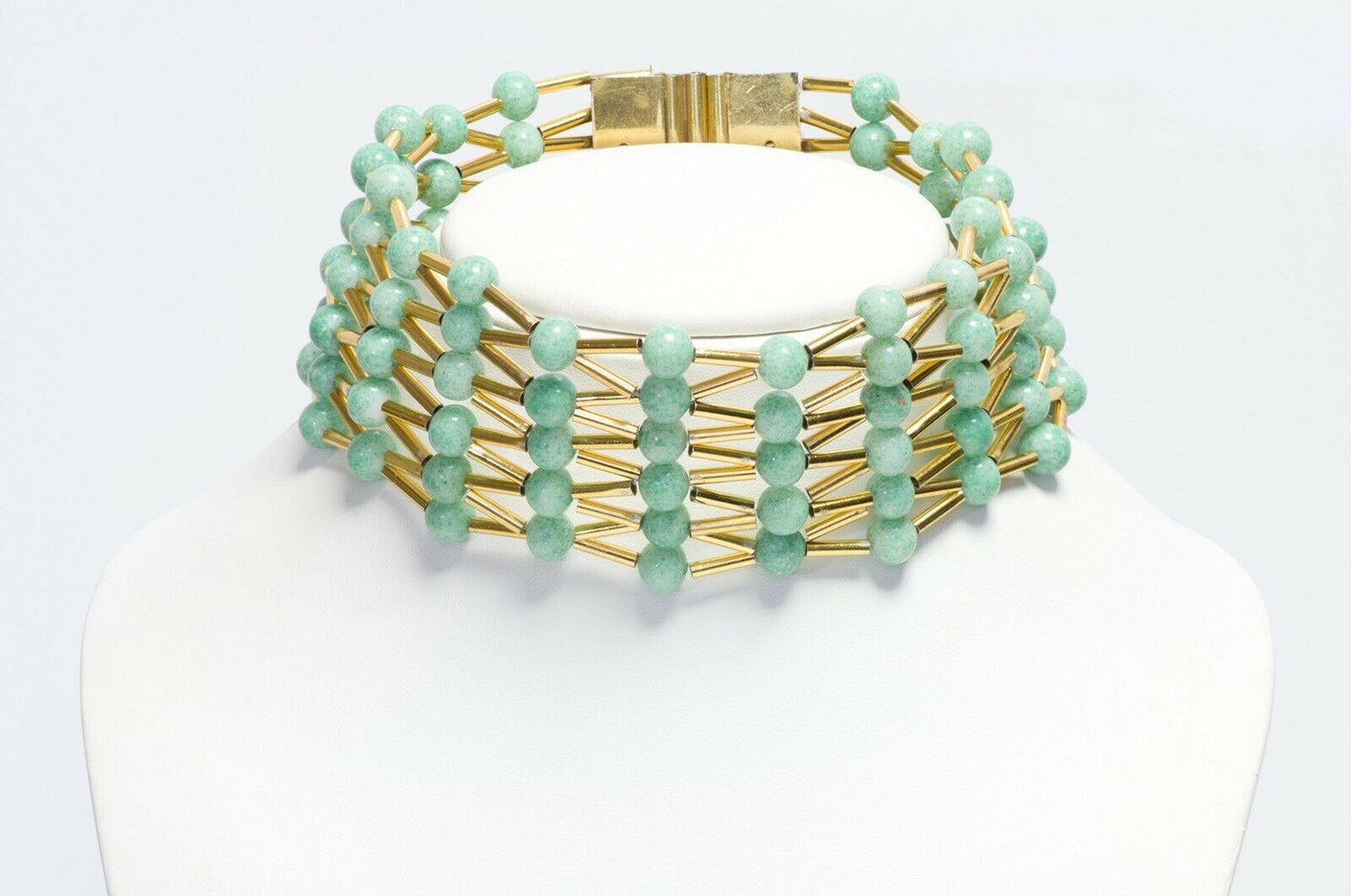 Coppola e Toppo 1960’s Green Beads Woven Choker Necklace
