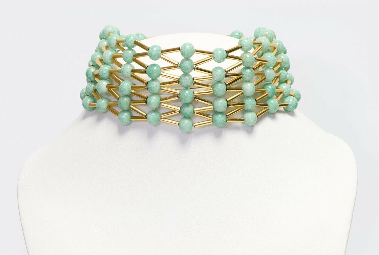 Coppola e Toppo 1960’s Green Beads Woven Choker Necklace